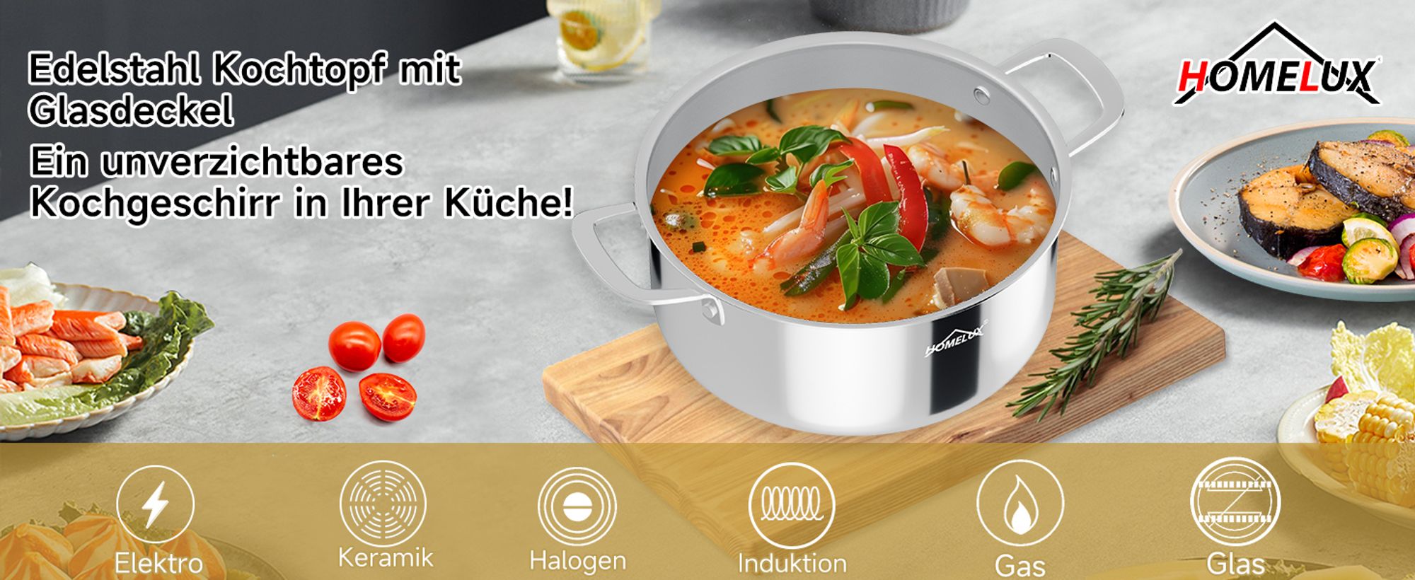 Topf 26cm 5,2L Edelstahl Kochtopf Induktion mit Glasdeckel,Töpfe mit Wabenstruktur Beschichtete