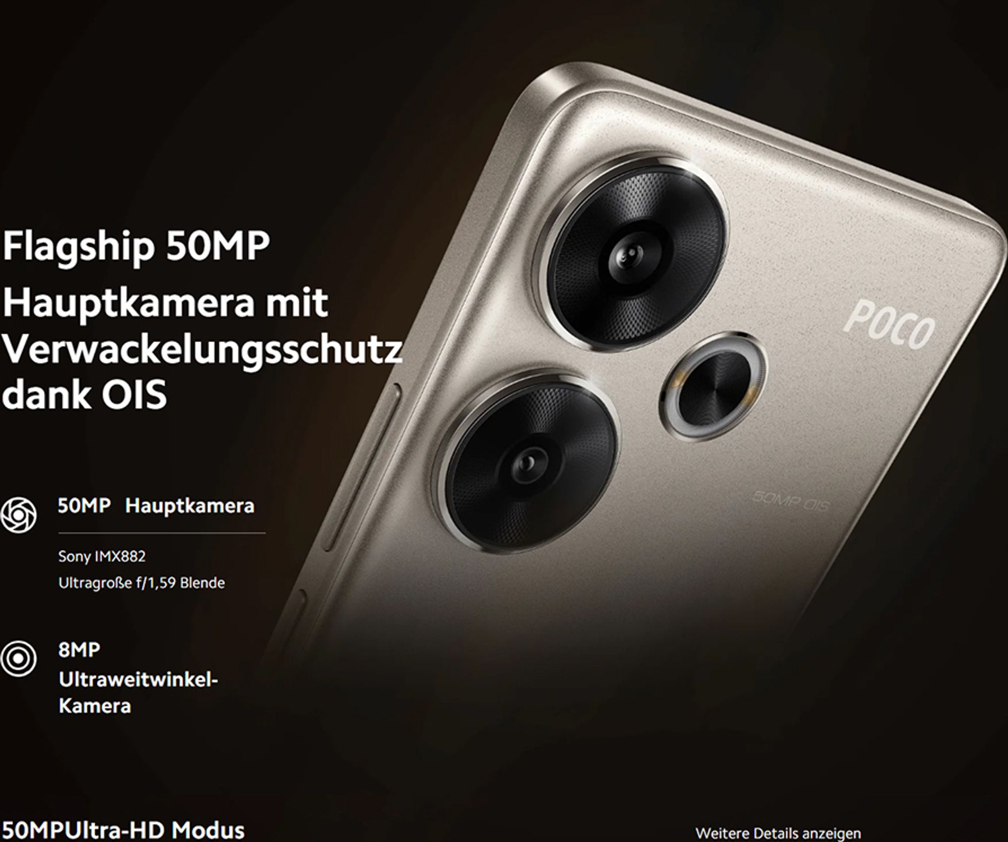 50MP Hauptkamera mit OIS und einer 20MP Frontkamera mit AON