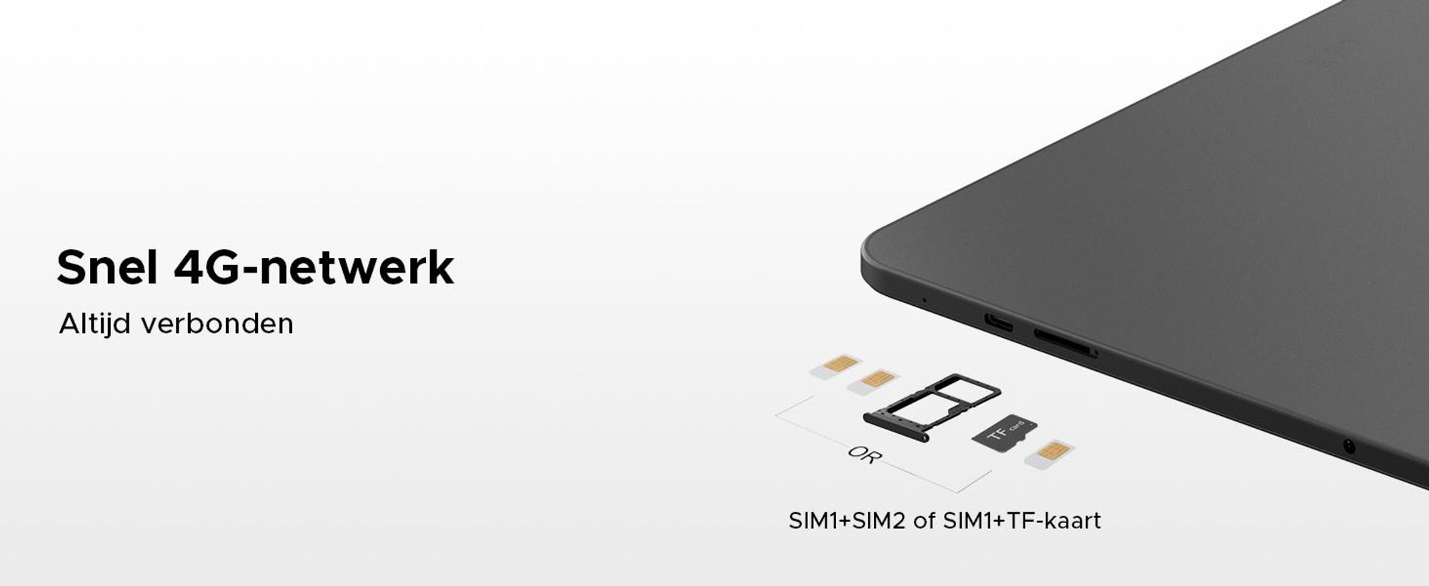 P13 Pro 4G LTE Tablet met dubbele SIM-kaart. Android 16, 13,4" scherm met 2.4K resolutie en 120Hz, 48GB (12+36) RAM + 256GB ROM (uitbreidbaar tot 2TB met TF-kaart), 12000mAh batterij, Widevine L1, Gemini AI – inclusief toetsenbord, muis en stylus