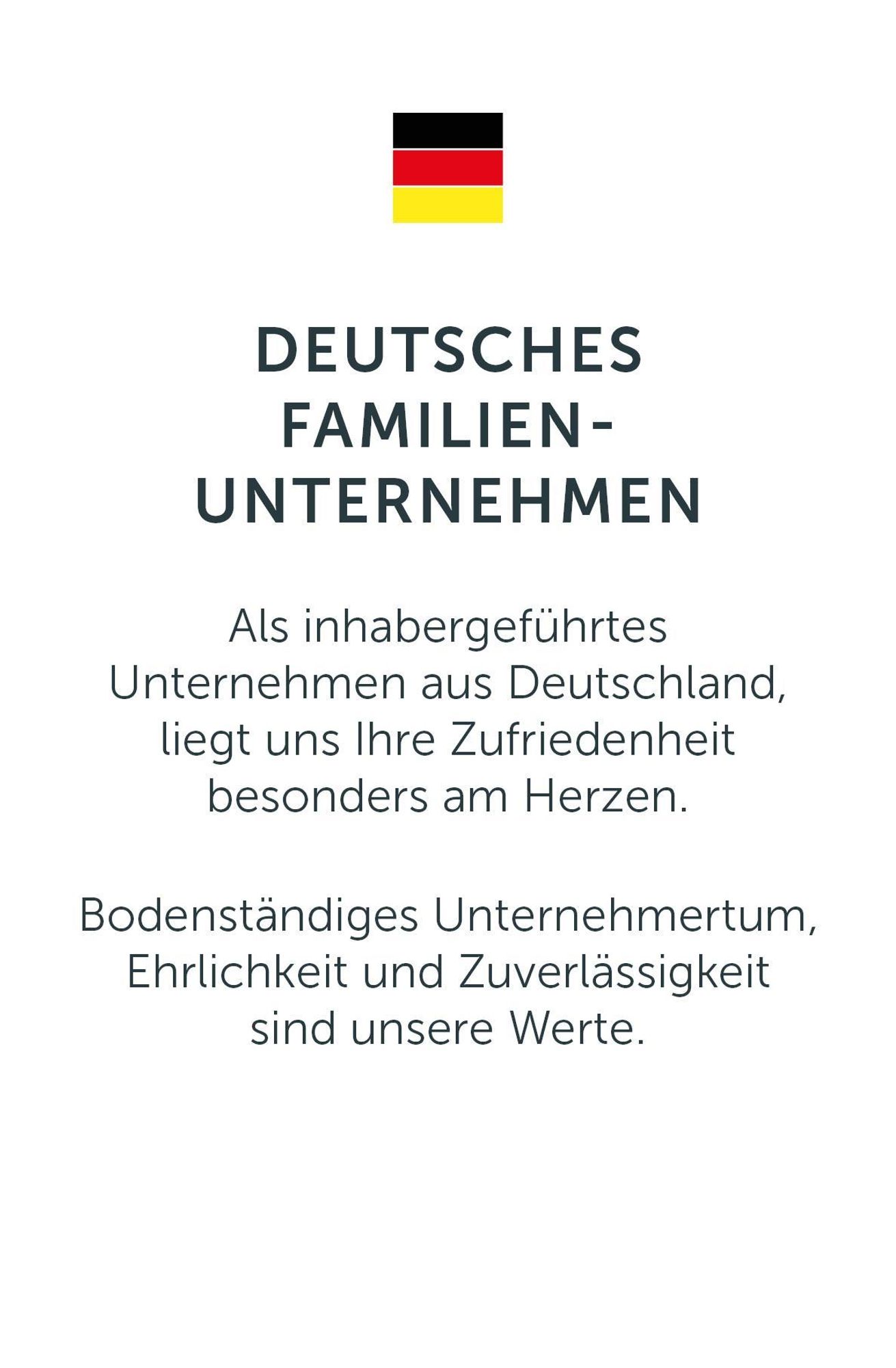 Das Bild zeigt einen kurzen Text zu uns, als deutsches Traditionsunternehmen.