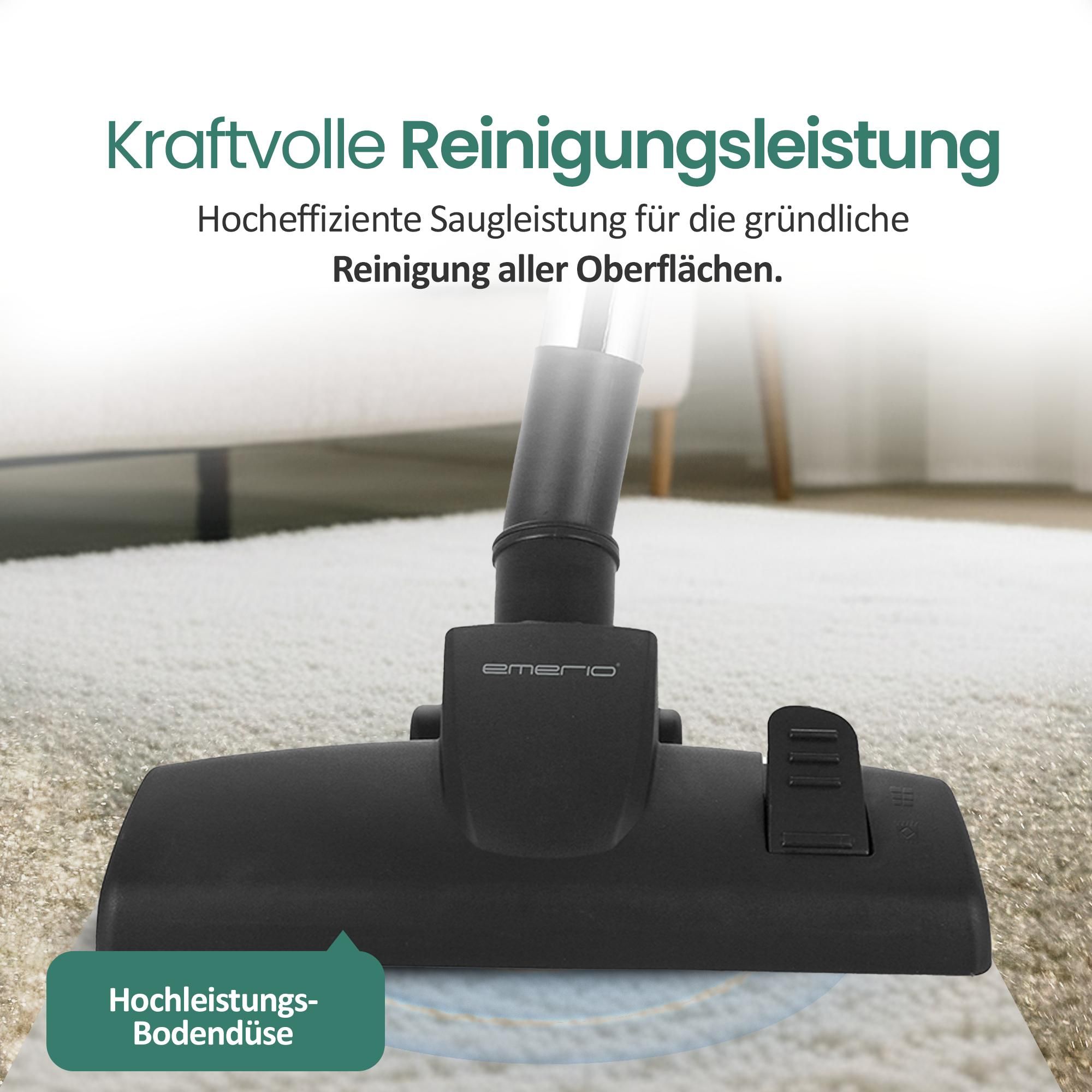 Emerio Staubsauger mit Beutel – 2 Liter – Kabellänge 4,5 m – 800 W – VE-109959.14 – Schwarz