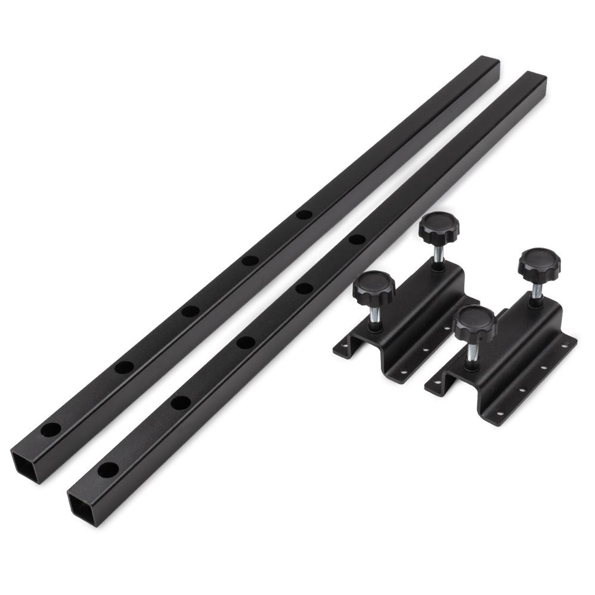 Tischverlängerung Metall – 2er Set Ausziehschienen / Ansteckplatten-Halterung – 70 cm, schwarz