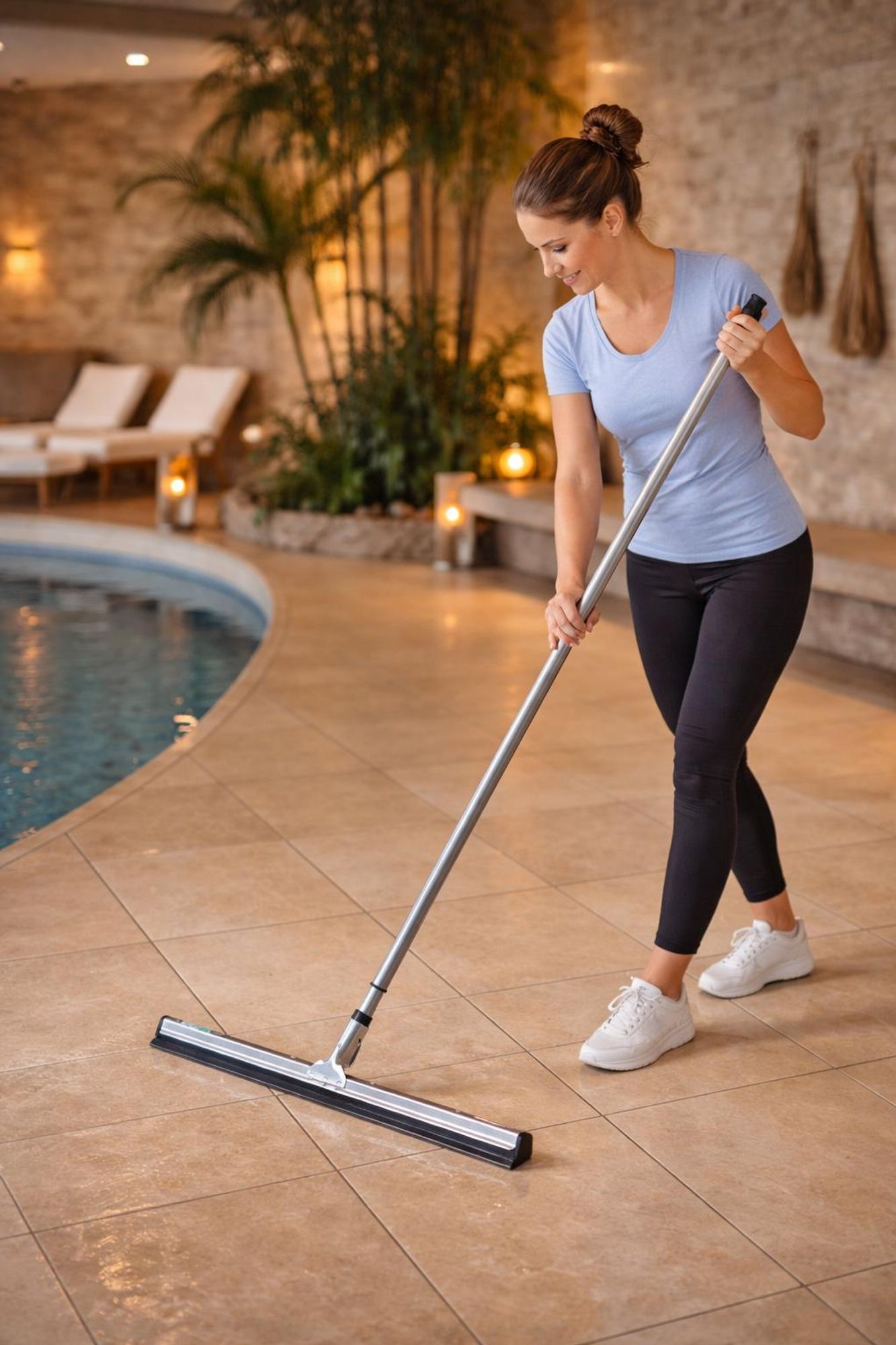 Wasserschieber 75 cm Breit mit Teleskopstiel 200cm Lang verstellbar Gummischieber Abzieher Gummiwischer Wasserabzieher
