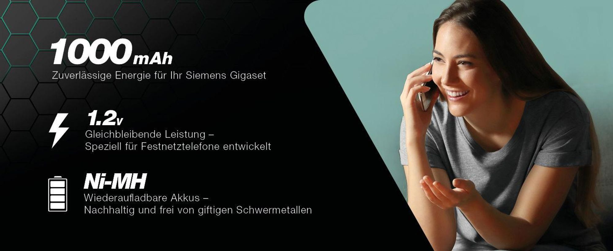 CELLONIC 4x Akku für Festnetz kompatibel mit Siemens Gigaset A415, C430 - (1000mAh, 1.2V)