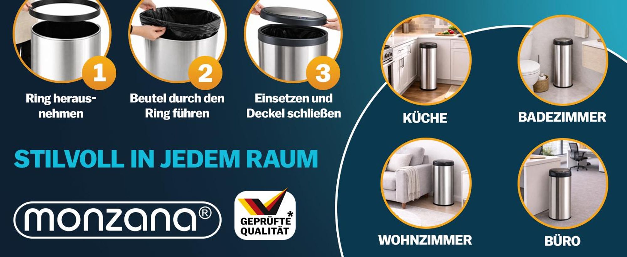 Sensor-Abfalleimer 50 l, Schwarz, Edelstahl