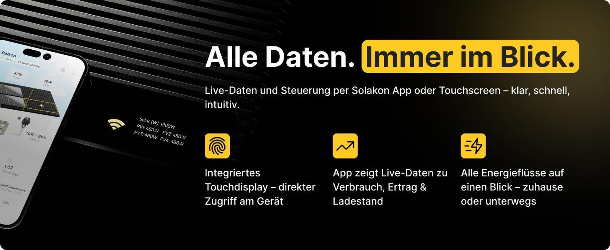 Solakon ONE Erweiterungsspeicher mit 2,11 kWh Kapazität für Balkonkraftwerk, modulare Erweiterbarkeit auf bis zu insgesamt 6 Einheiten (12,66 kWh)