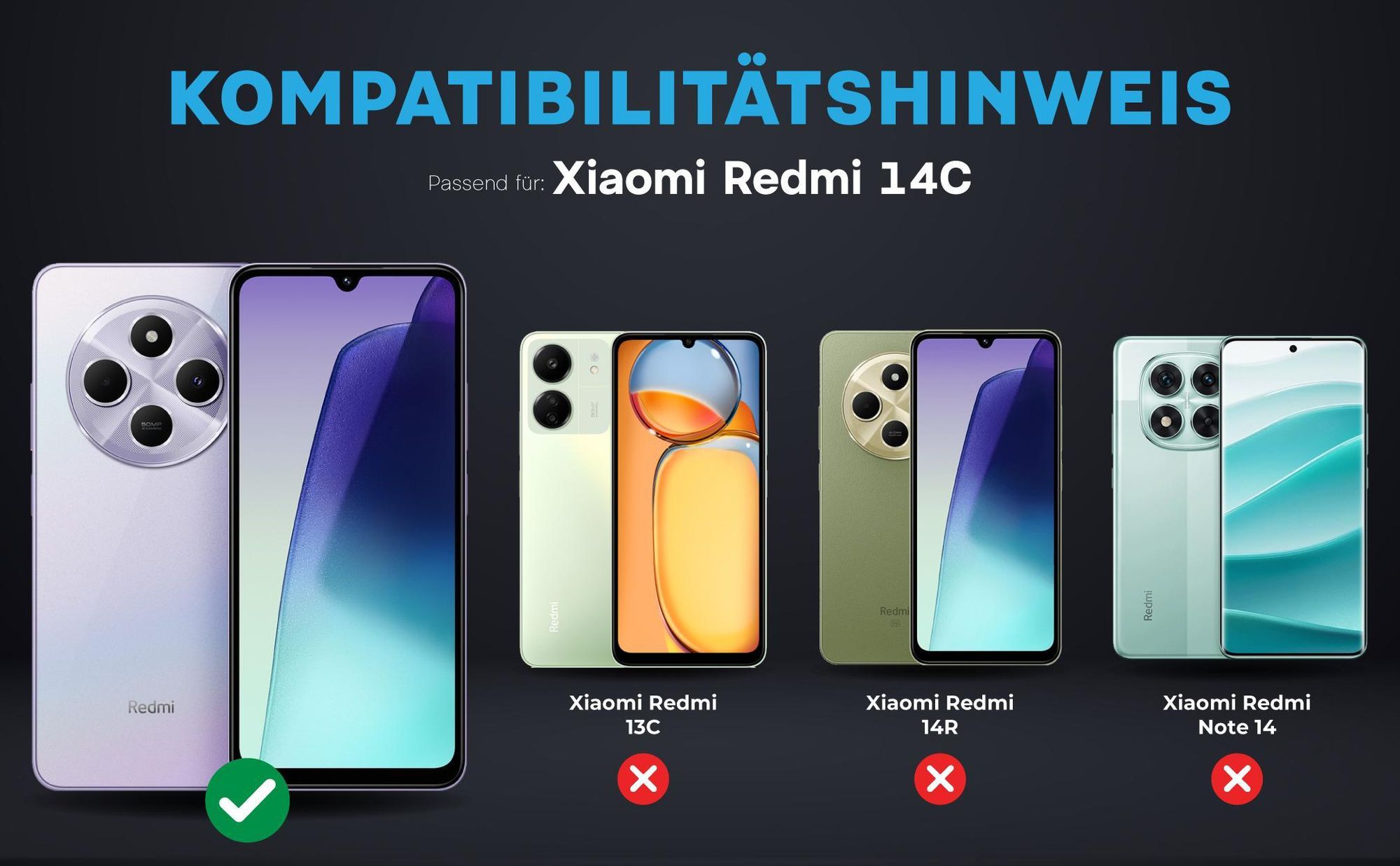 Kompatibilitätshinweise Kameraglas für Xiaomi Redmi 14C