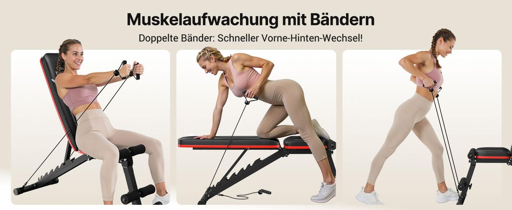 FLYBIRD Multifunktionale Hantelbank, 317 kg maximale Belastbarkeit, inklusive Resistenzbändern, verstellbare Trainingsbank für Ganzkörpertraining zu