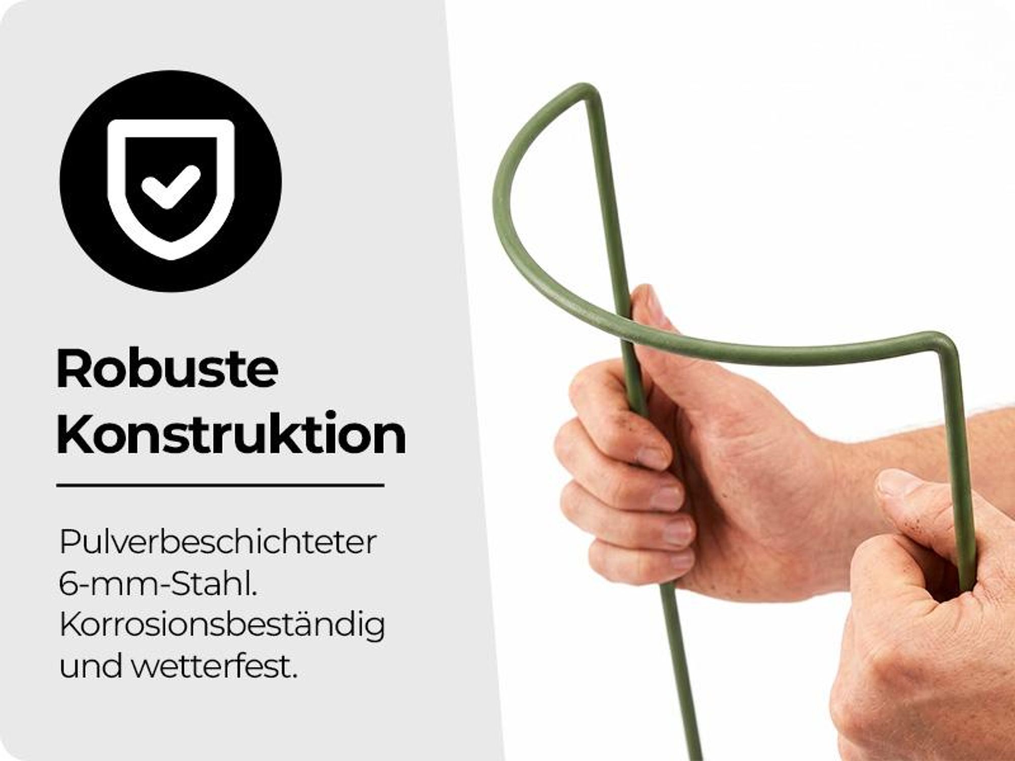 Staudenhalter-Set x10 – Pflanzenstütze, Rankhilfe Rosenstütze – Stahl pulverbeschichtet Dunkelgrün – Höhe 70 cm, Breite 37–40 cm, Drahtstärke ø 6 mm – für Stauden Sträucher Rose