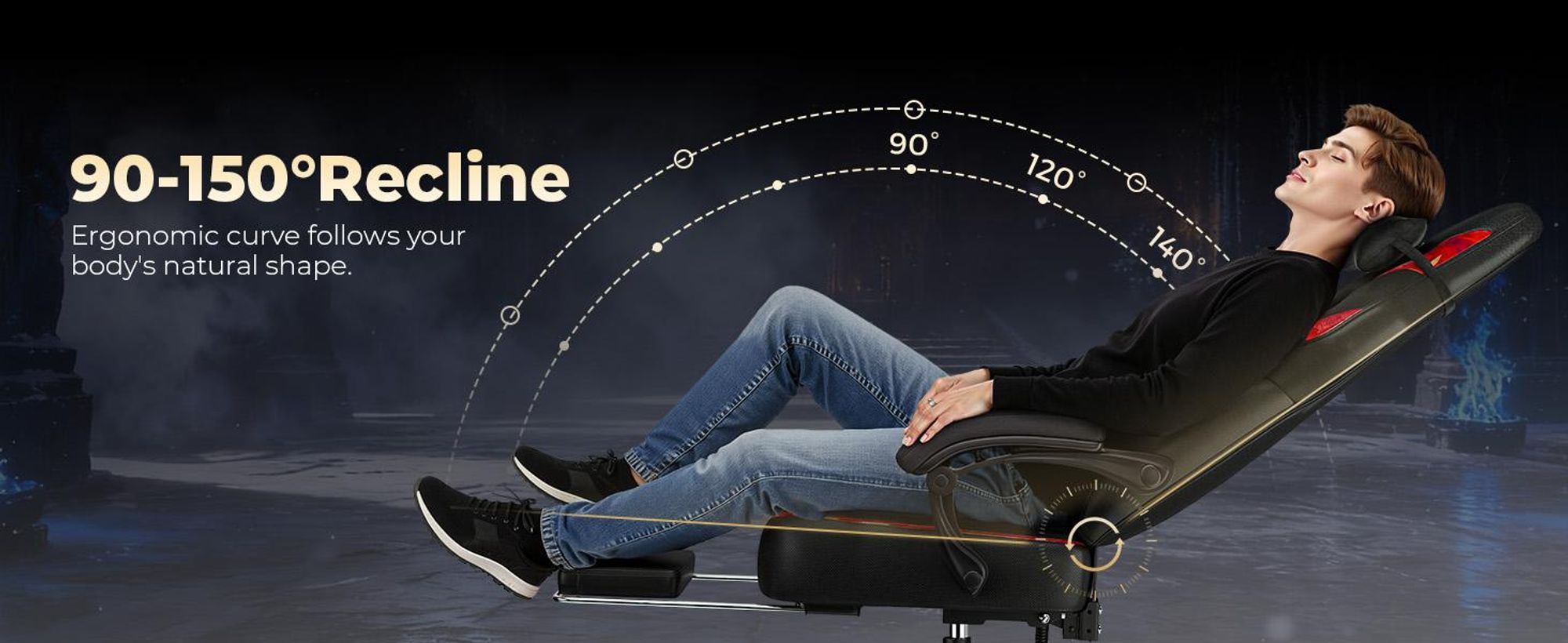 GTPLAYER Sedia da gaming, poltrona da gaming, sedia da gaming con poggiapiedi, cuscino lombare, poggiatesta, regolabile in altezza, braccioli regolabili con poggiapiedi, rosso