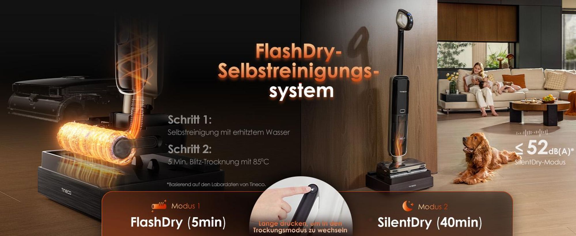Tineco FLOOR ONE S9 Master Nass Trockensauger, StreakFree-Abzieher, ThermoBlast-Tech, Warmwasser-Wischen, 9,9 cm Höhe, 23 kPa, Flashdry Selbstreinigen