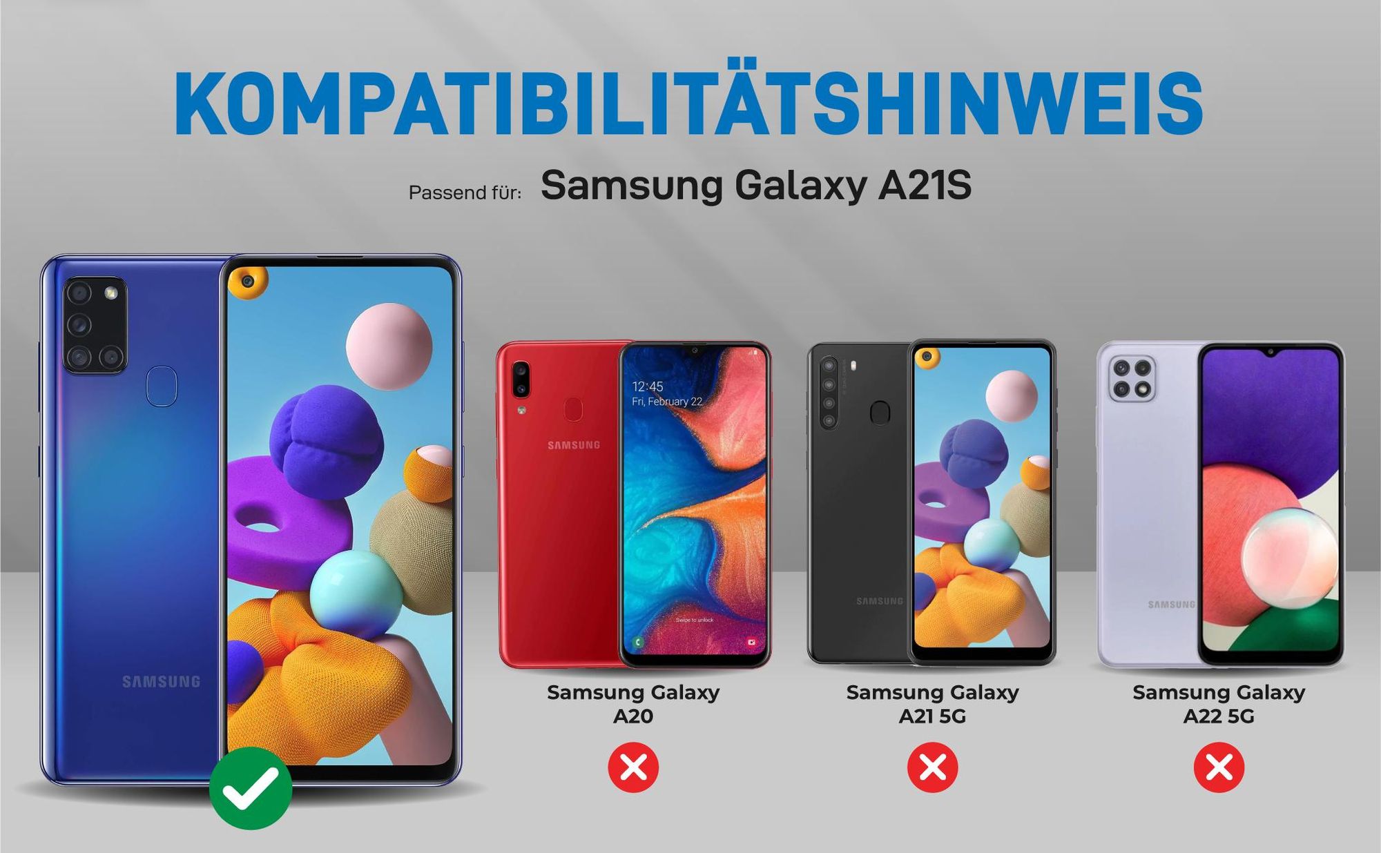 Kompatibilitätshinweise Hülle für Samsung Galaxy A21s