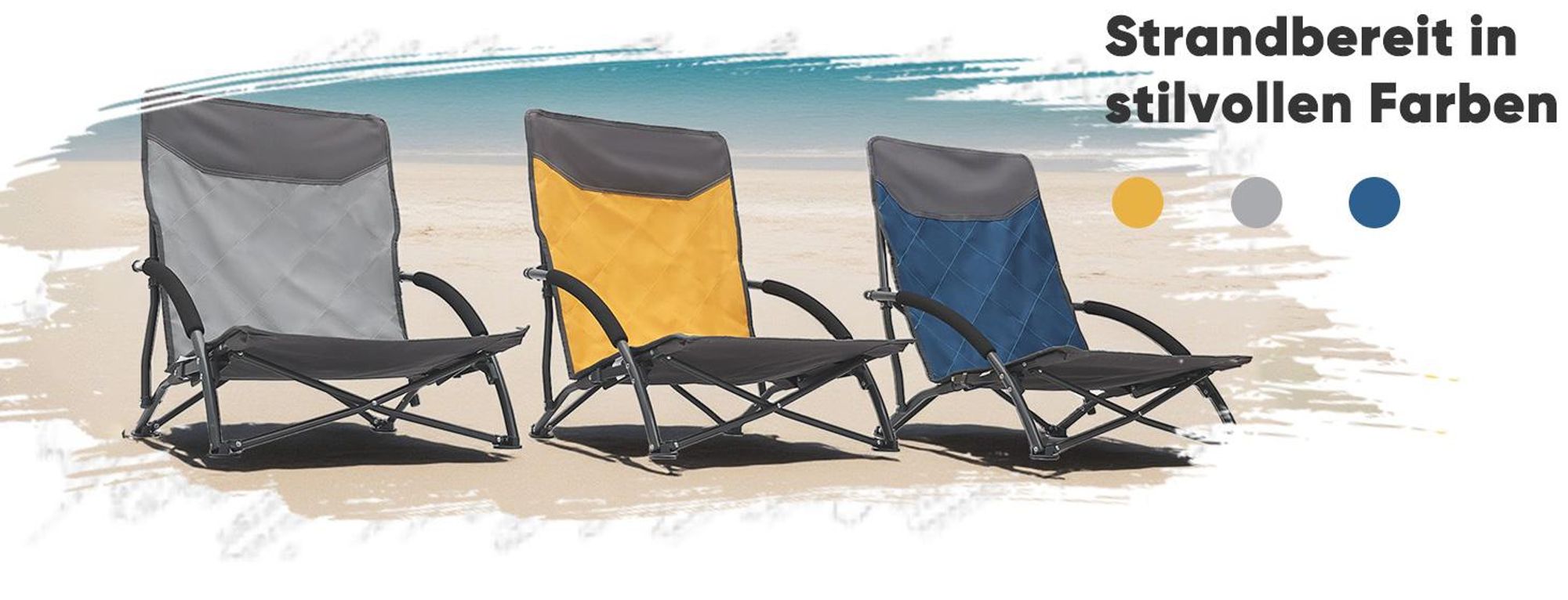 Sekey 2er Set Strandstuhl Faltbar Campingstuhl Leicht Faltstuhl Sonnenstuhl Klappstuhl, Blau