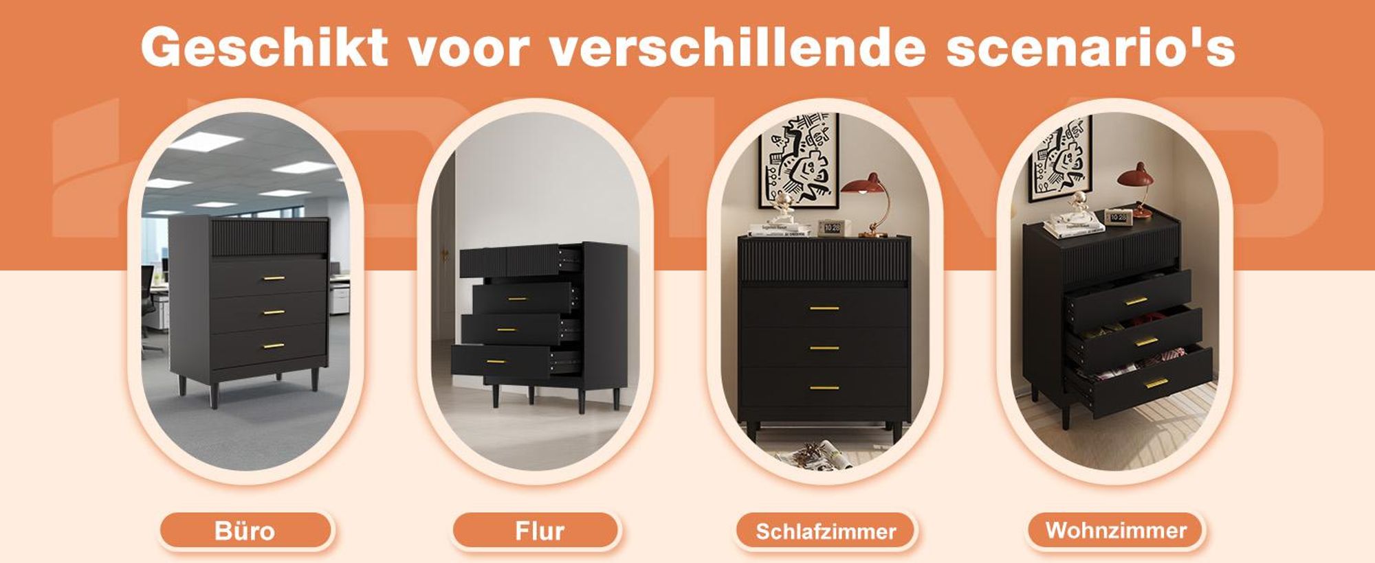HOMAVO DG2 Kommode – Modernes Design, 5 geräumige Schubladen, pflegeleichte Melaminoberfläche,Holz, langlebig, ideal für Wohnzimmer