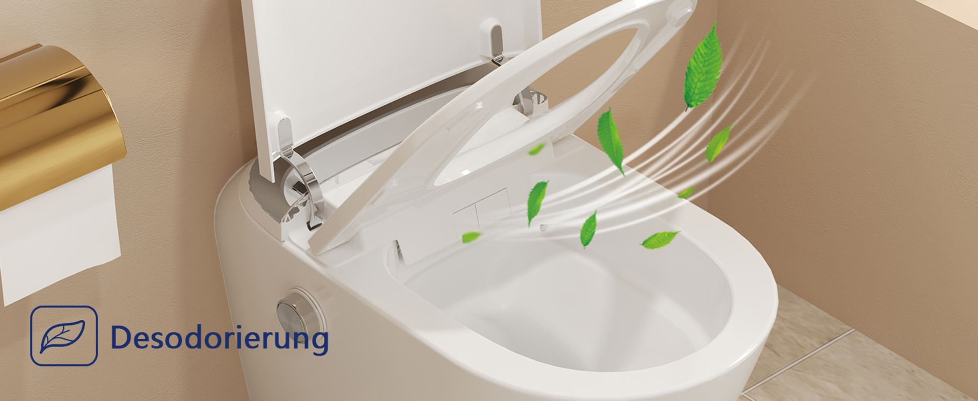 DeerValley Dusch WC mit Bidet, beheiztem Sitz, selbstreinigender Düse, automatischer Spülung & Fernbedienung – Komplettanlage inkl. Vorwandelement