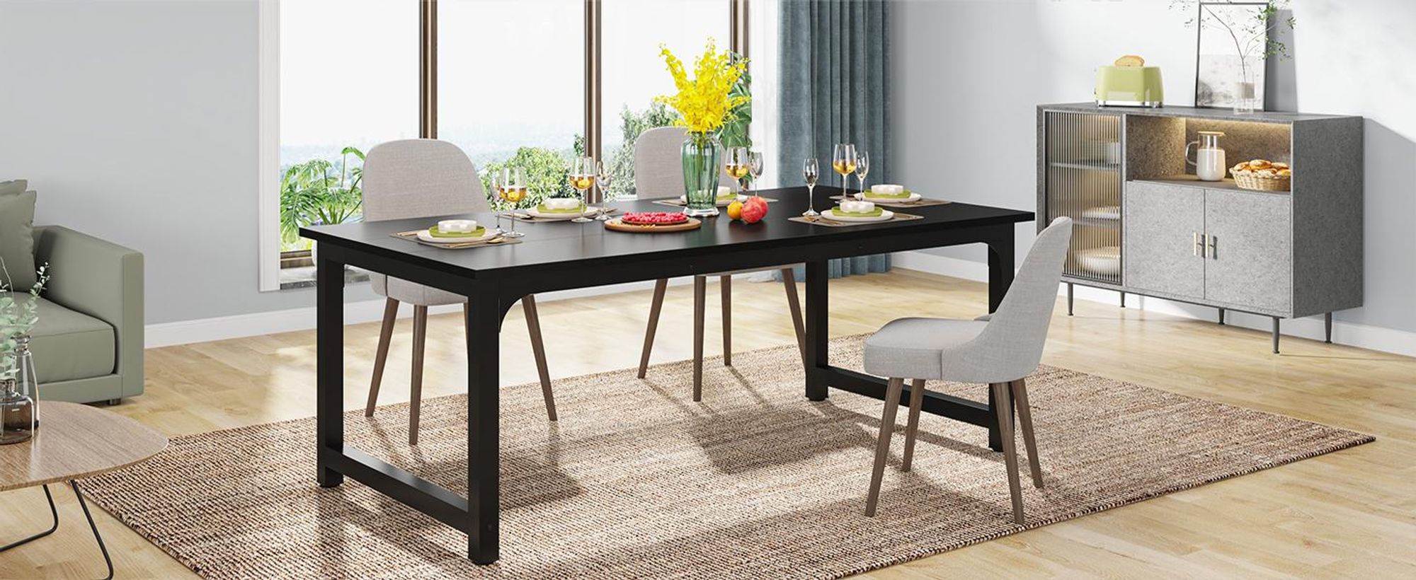 Tribesigns Moderner Computertisch, 160 x 80 cm großer Bürotisch Computertisch Studie Schreibtisch Arbeitsplatz für Home Office, Schwarz