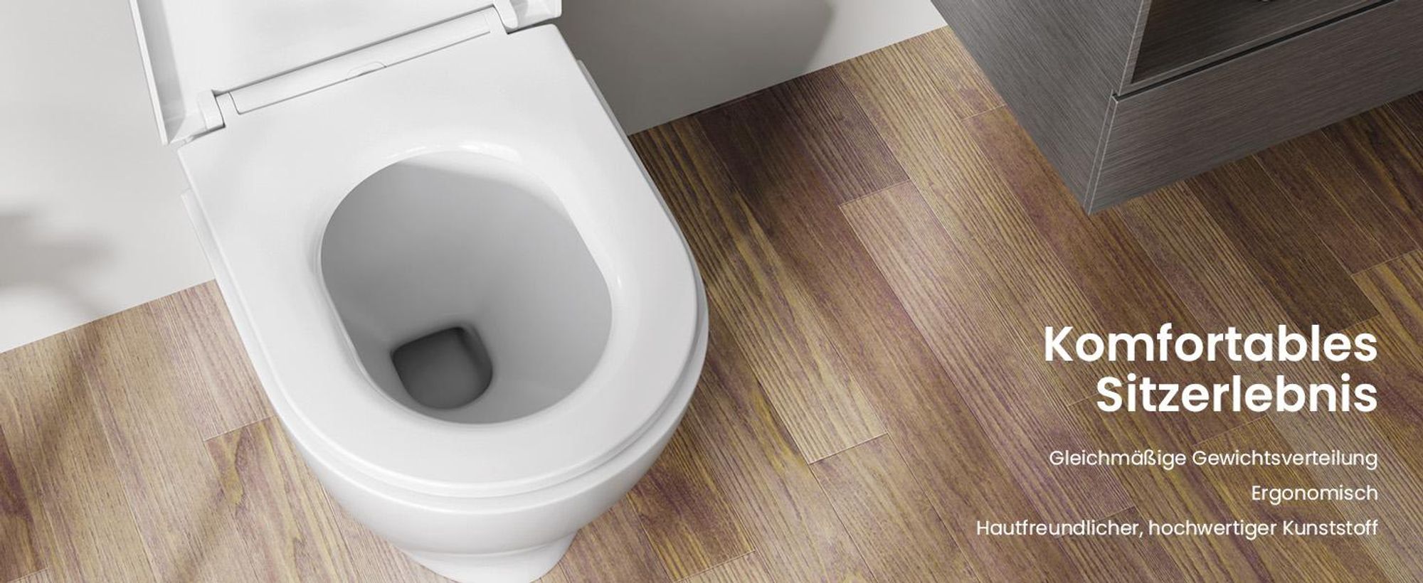 WC Sitz D Form 46 x 36 cm, Toilettendeckel Weiß mit Absenkautomatik, Soft Close, Schnellverschluss, abnehmbar, PP, 250 kg Tragkraft, Cecipa MAX
