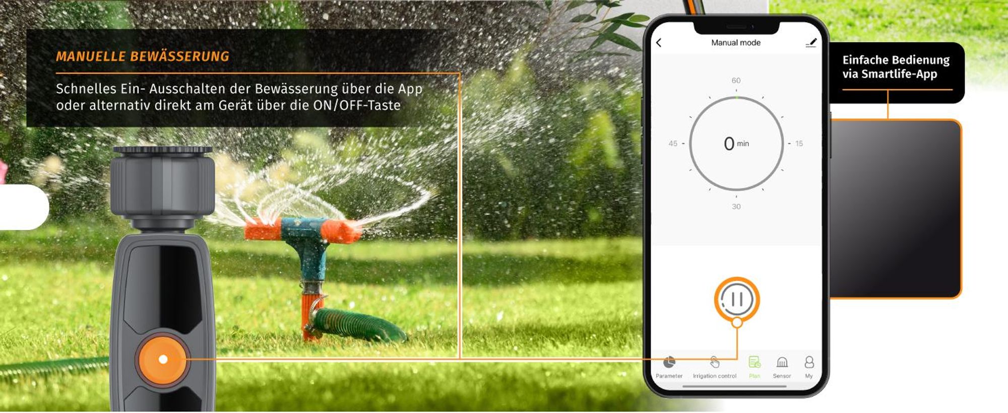 Brandson Bewässerungscomputer mit WLAN, manuelle Bewässerung per App