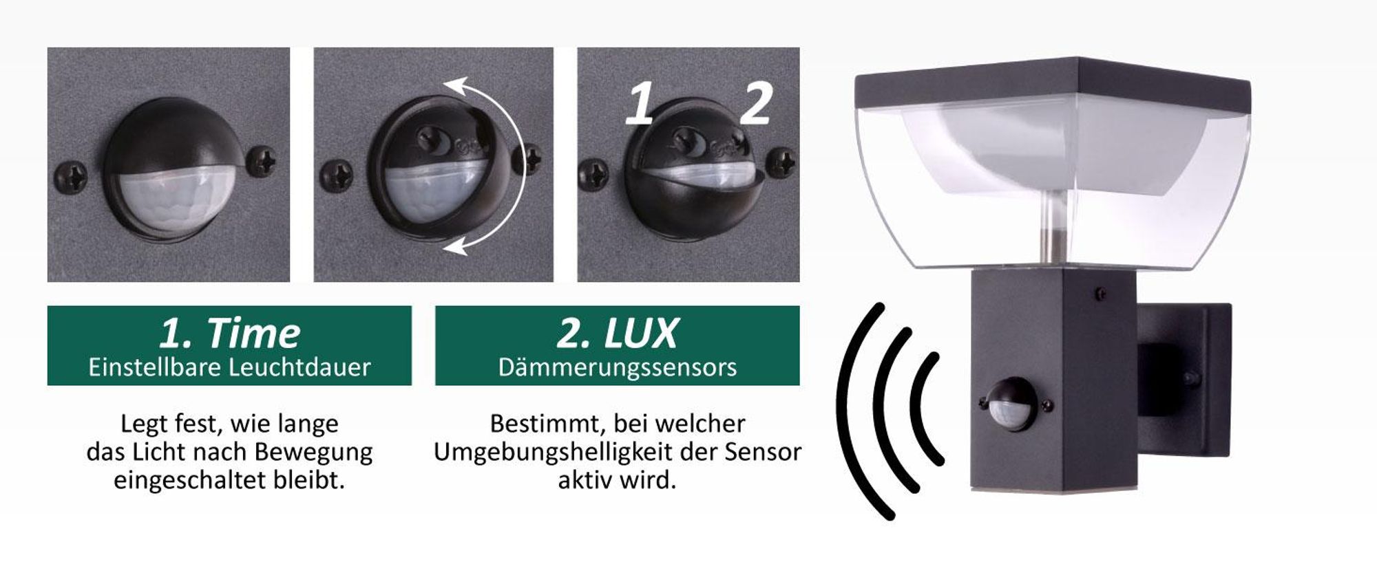 LED Außenwandleuchte mit Bewegungsmelder 310A1 BALVIA Anthrazit, IP44, 9W – Intelligente und stilvolle Beleuchtung