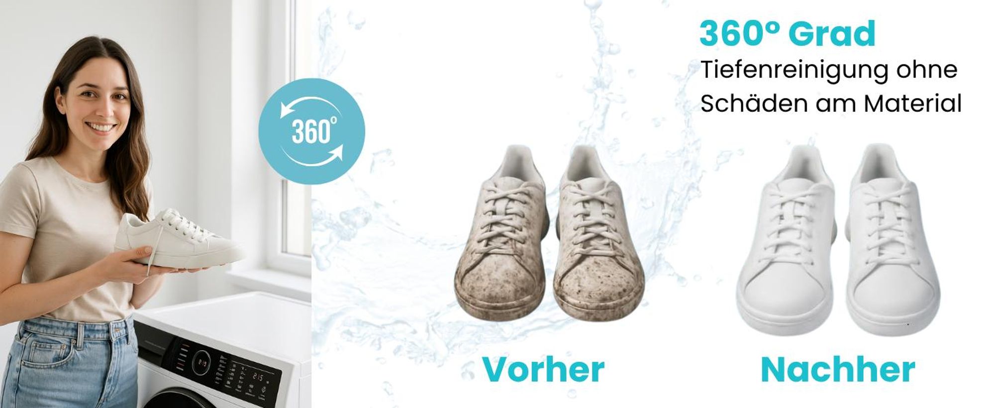 T&B Schuhwaschbeutel Waschmaschine –2 Stück - Grau - 360° Reinigung - Wäschesack Schuhe - wiederverwendbarer Schuhwaschsack für Sneaker, Turnschuhe, S