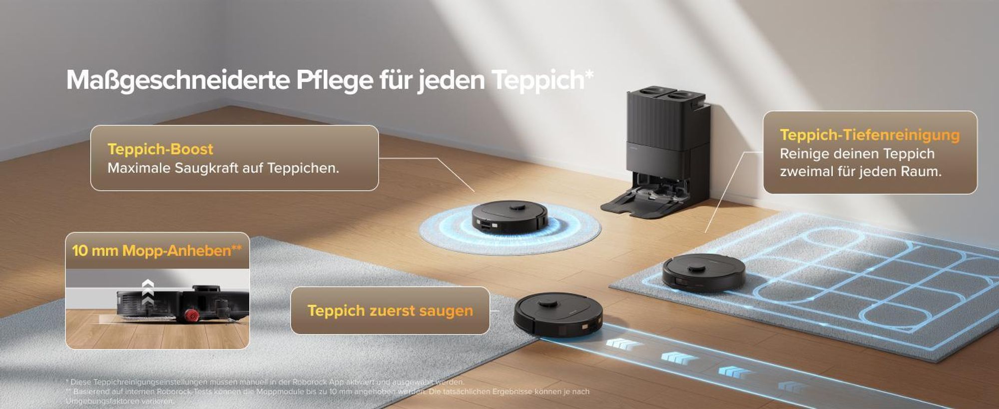 Roborock Qrevo S Pro Set Staubsauger Roboter mit Wischfunktion, 18.500Pa(Upgrade von QV 35A), Anti-Tangle System, 75 °C Heißwasser-Moppwäsche, Schwarz