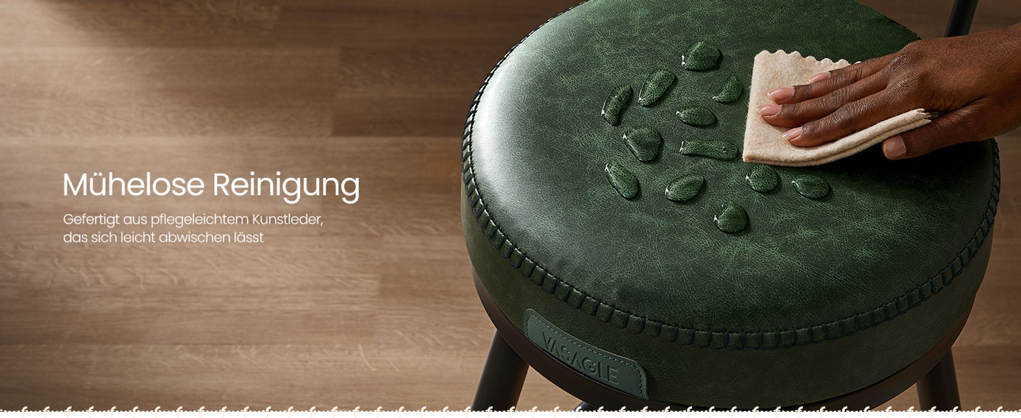 VASAGLE EKHO Kollektion - 360° drehbarer Barhocker, 2er Set, Hocker mit Rückenlehne für Kücheninse