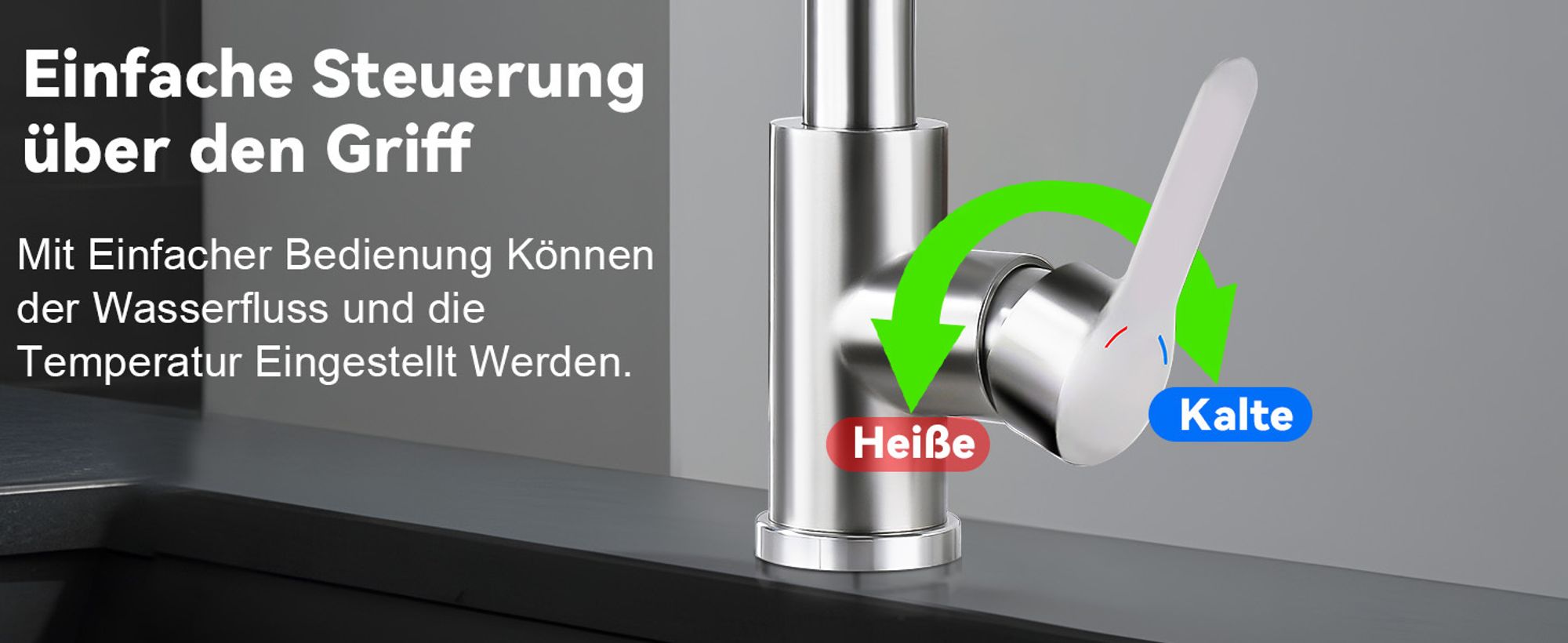 ZMH Wasserhahn Küche Küchenarmatur Ausziehbar Waterfall Mischbatterie mit Brause Spültischarmatur 360° Drehbar Armatur mit 3 Strahlarten Spüle Küchenwasserhahn Gebürsteter Nickel Edelstahl