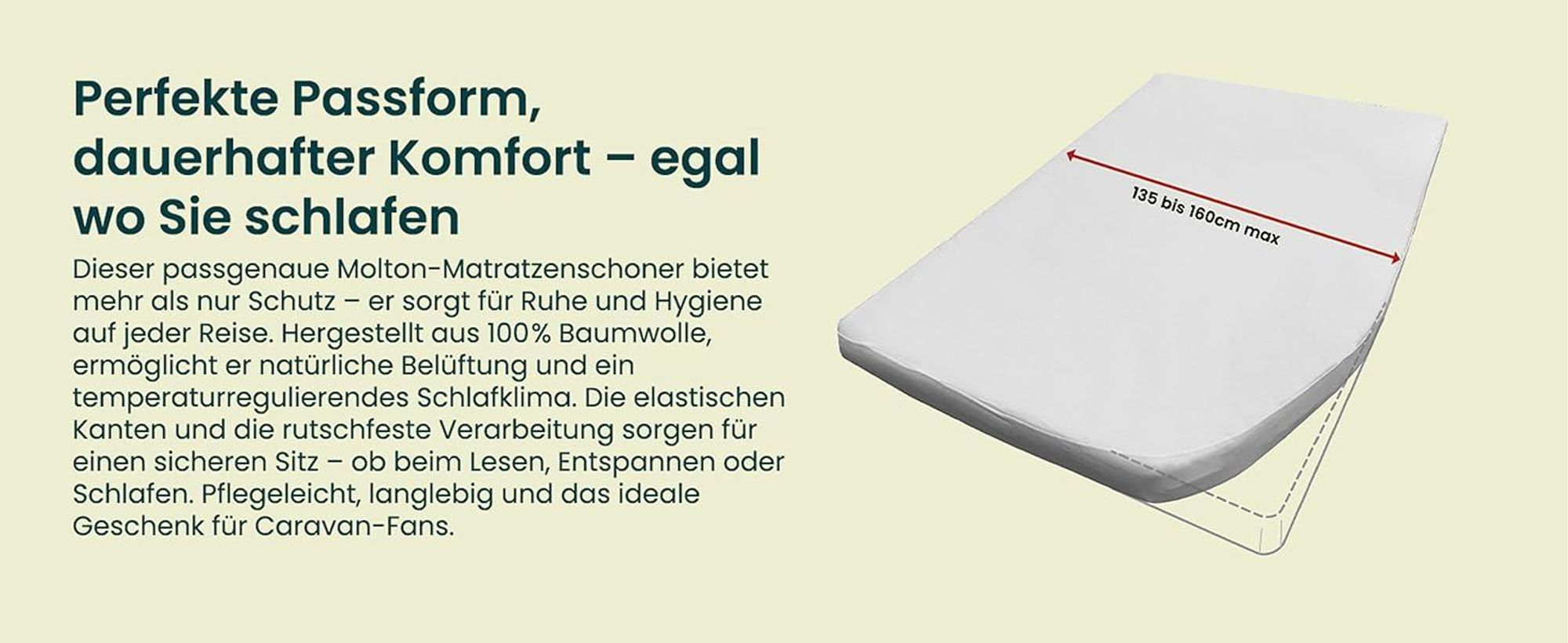 Dieses Bild erklärt den Molton-Matratzenschoner und seine Vorteile.