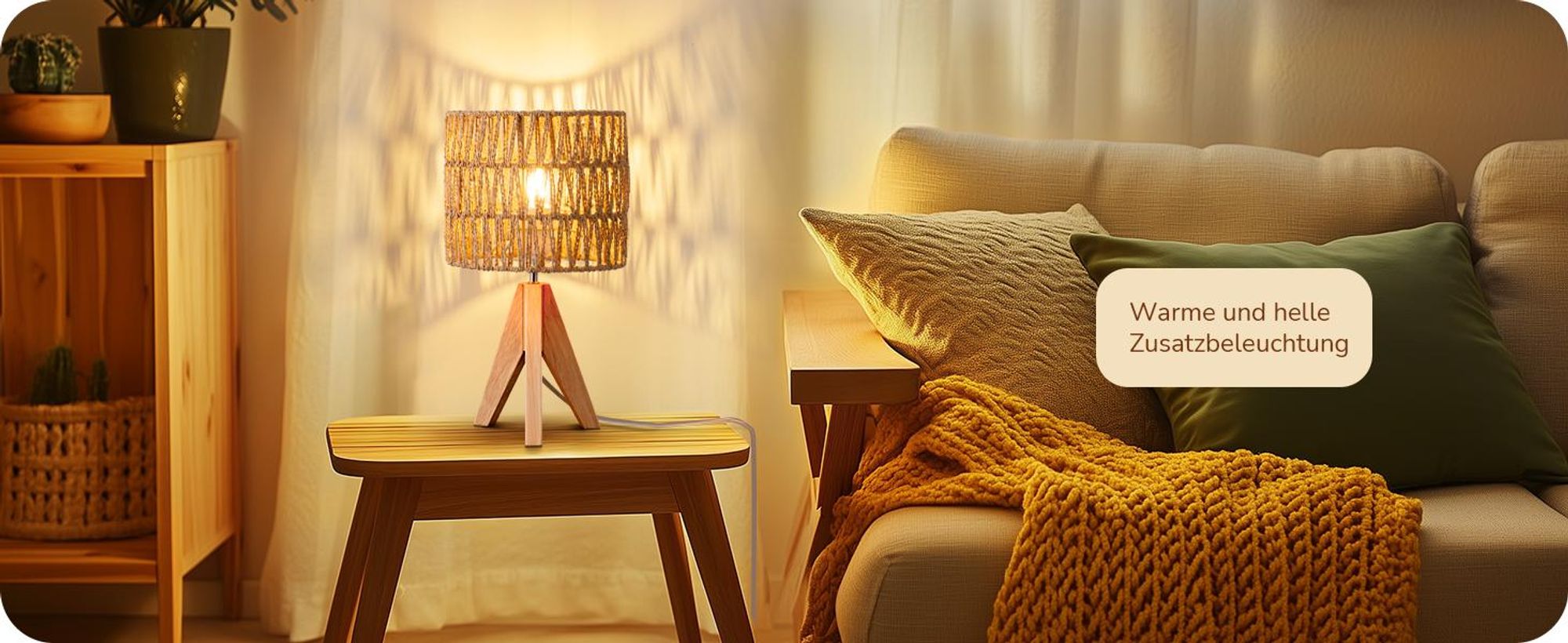EDISHINE LED Nachttischlampe, Tischlampe mit Glühbirne, Boho Tischleucht warmweiß