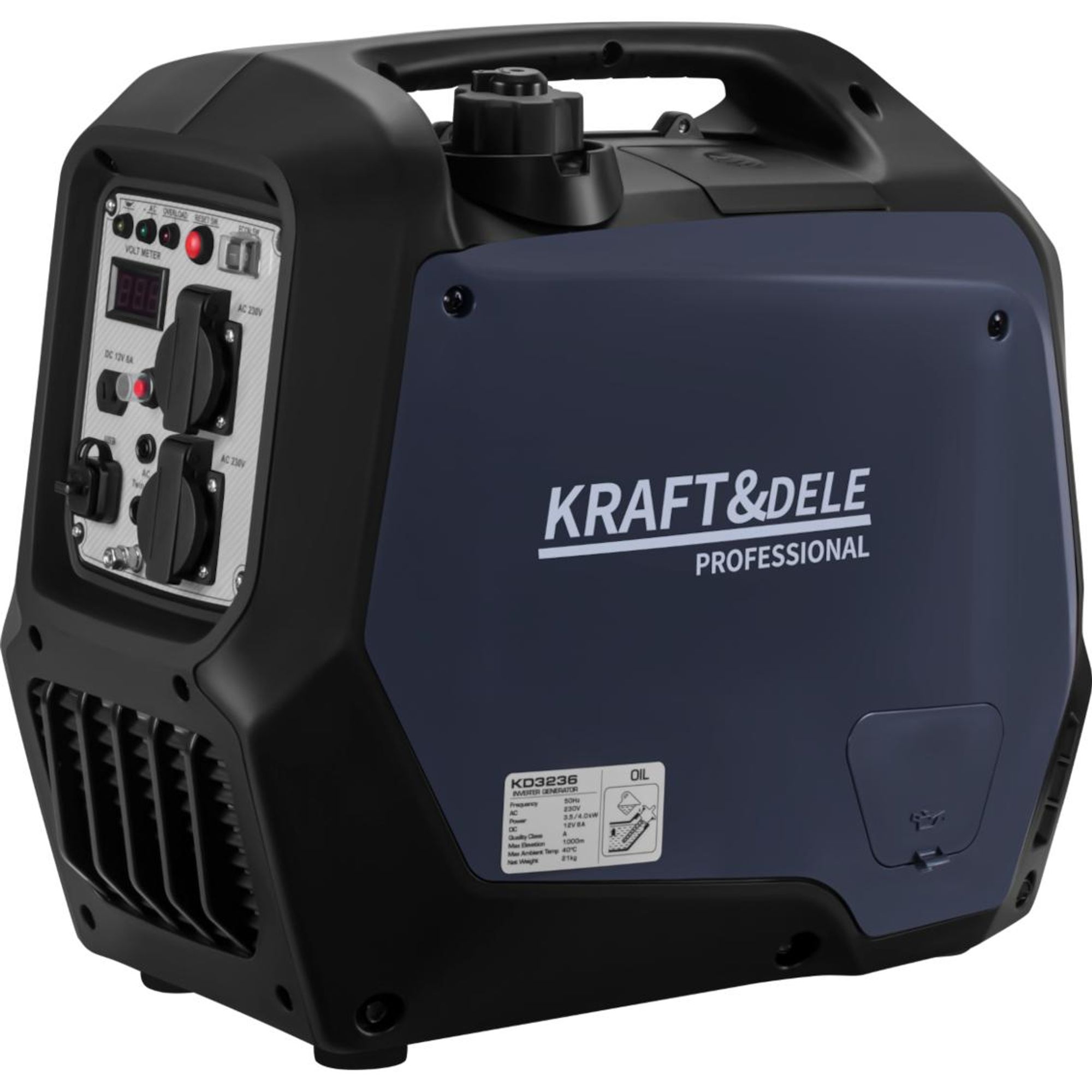 KRAFT&DELE | Inverter Stromerzeuger, 3,5/4kW, 230V, Steckdosen USB, Stromgenerator Notstromaggregat Benzin leise Stromaggregat für Campen, Festivals, und Hausgebrauch