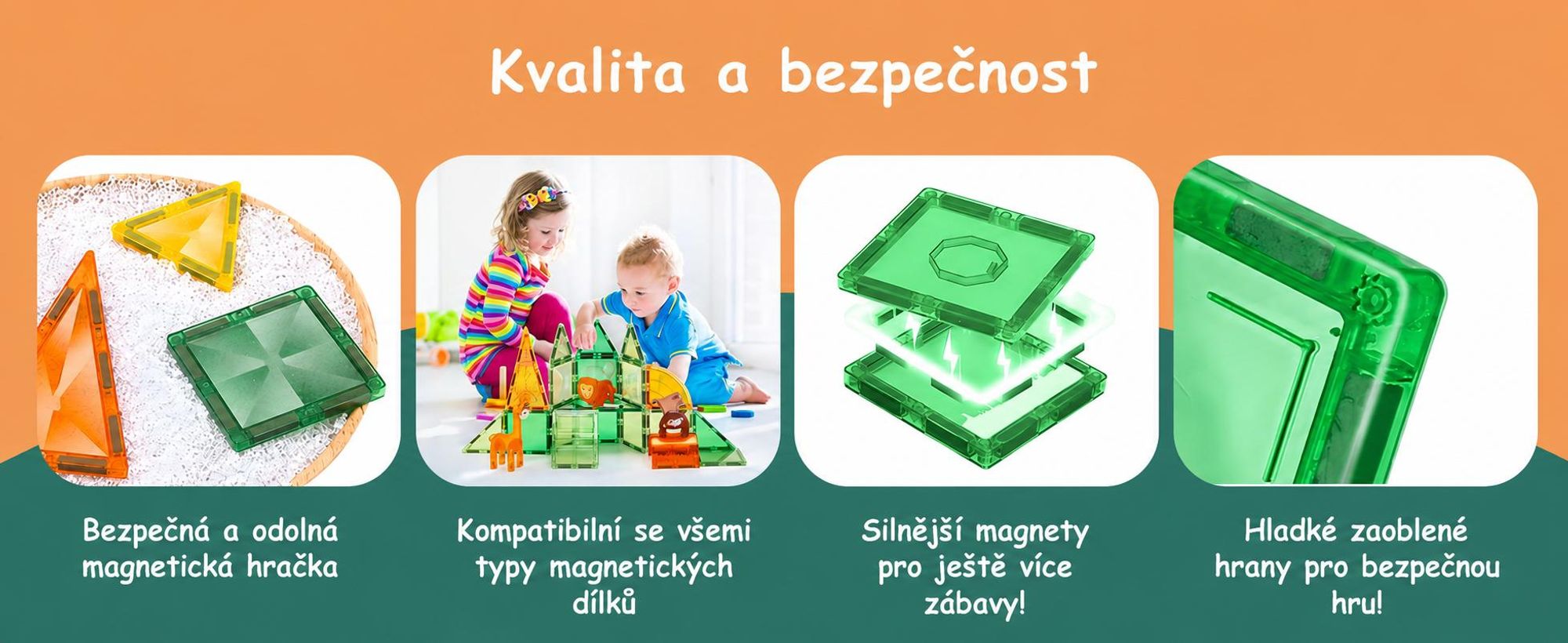 Olvy Magnetické stavební bloky 110 ks, Montessori hračky, magnetické dlaždice Děti -magnetické stavební bloky -magnetické stavební hračky džungle, Magna