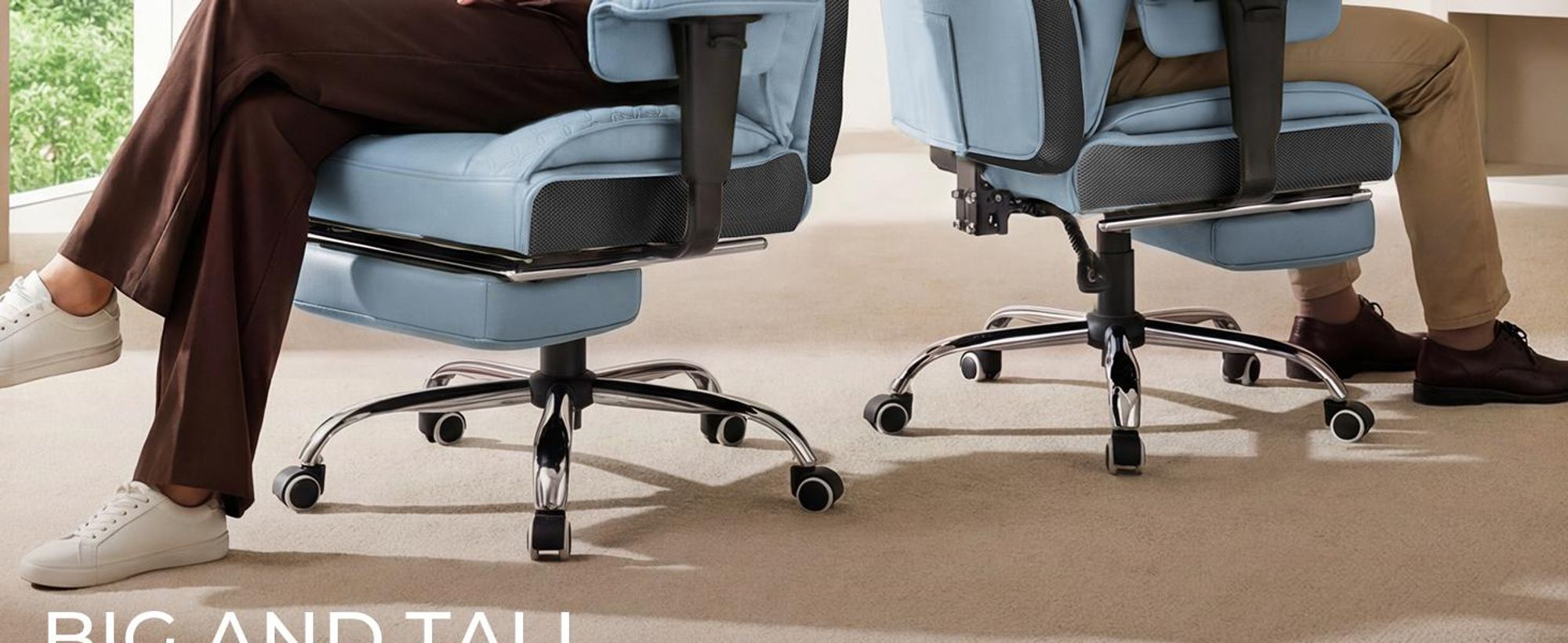 COMHOMA Sedia da gioco ergonomica, sedia da ufficio 180 kg, con supporto lombare e poggiapiedi regolabili, design ibrido in e rete, poltrona da ufficio