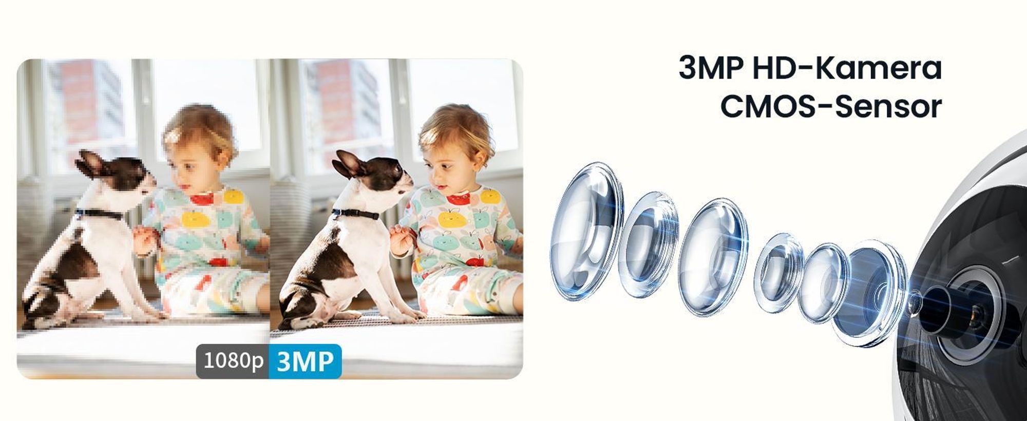 Überwachungskamera 4 Stück, Schwenkbar 360°, WLAN 2.4/5GHz, KI Personenerkennung, Auto-Tracking, Indoor für Baby, Kinder, Haustiere, 15M Nachtsicht