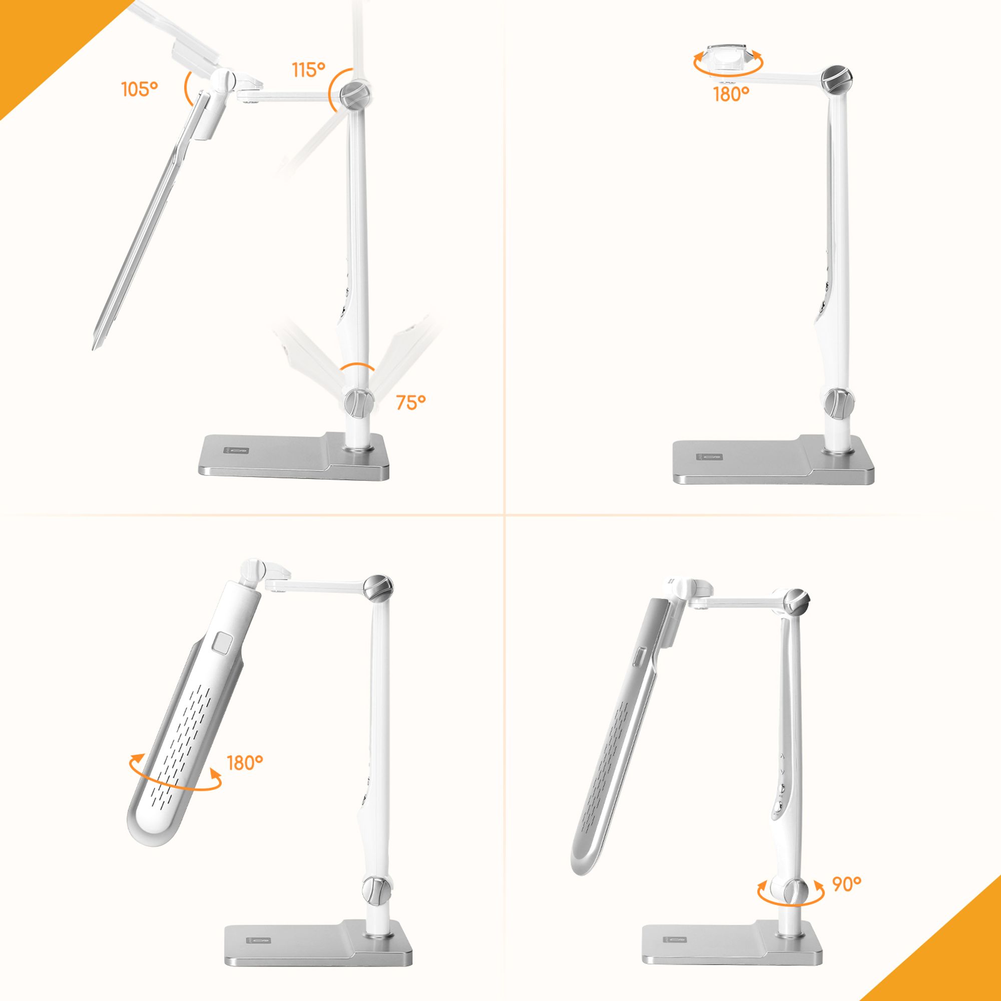Aigostar Schreibtischlampe, LED-Schreibtischlampe, dimmbar, Schreibtischlampe 950lm, klappbar, einstellbare Farbtemperatur (3300K-6000K), 9W,Silber
