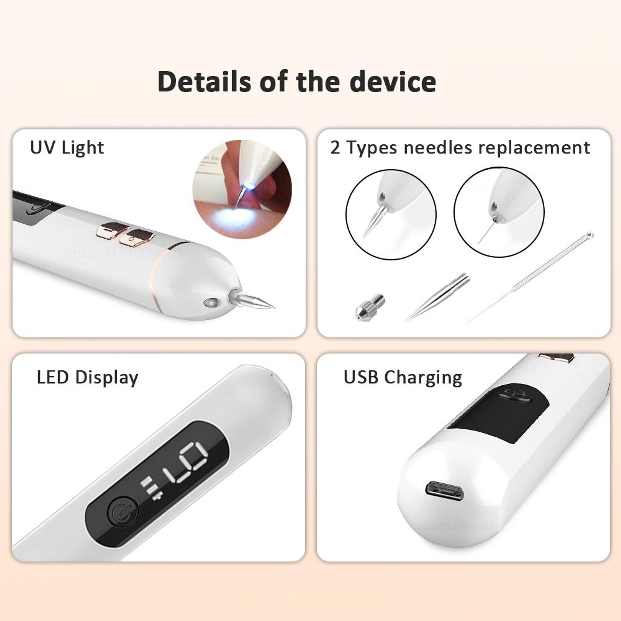 Laser Plasma Stift zur Entfernung von Hautflecken, Hautanhängseln, dunklen Flecken, Warzen, Muttermalen, Tattoos, Sommersprossen und Papillomen