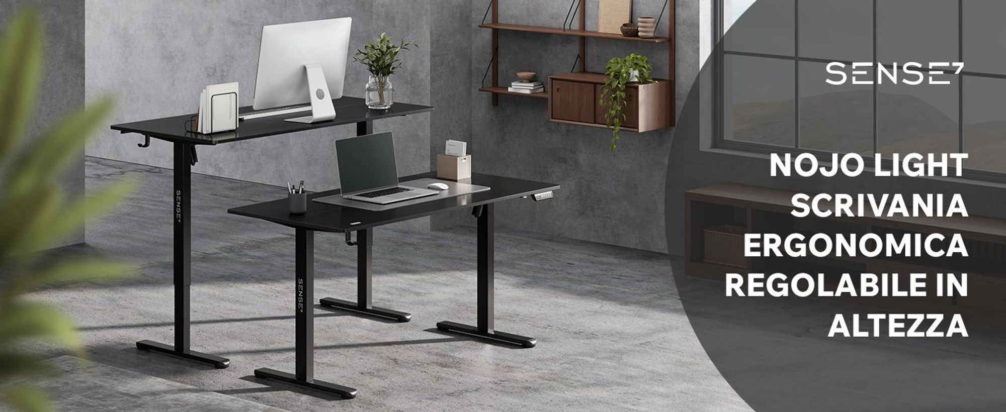 SENSE7 NOJO LIGHT Scrivania regolabile in altezza elettricamente 120x60 cm Nero Tavolo da gaming Tavolo da computer Scrivania in piedi Memory Home Office Tavolo per PC