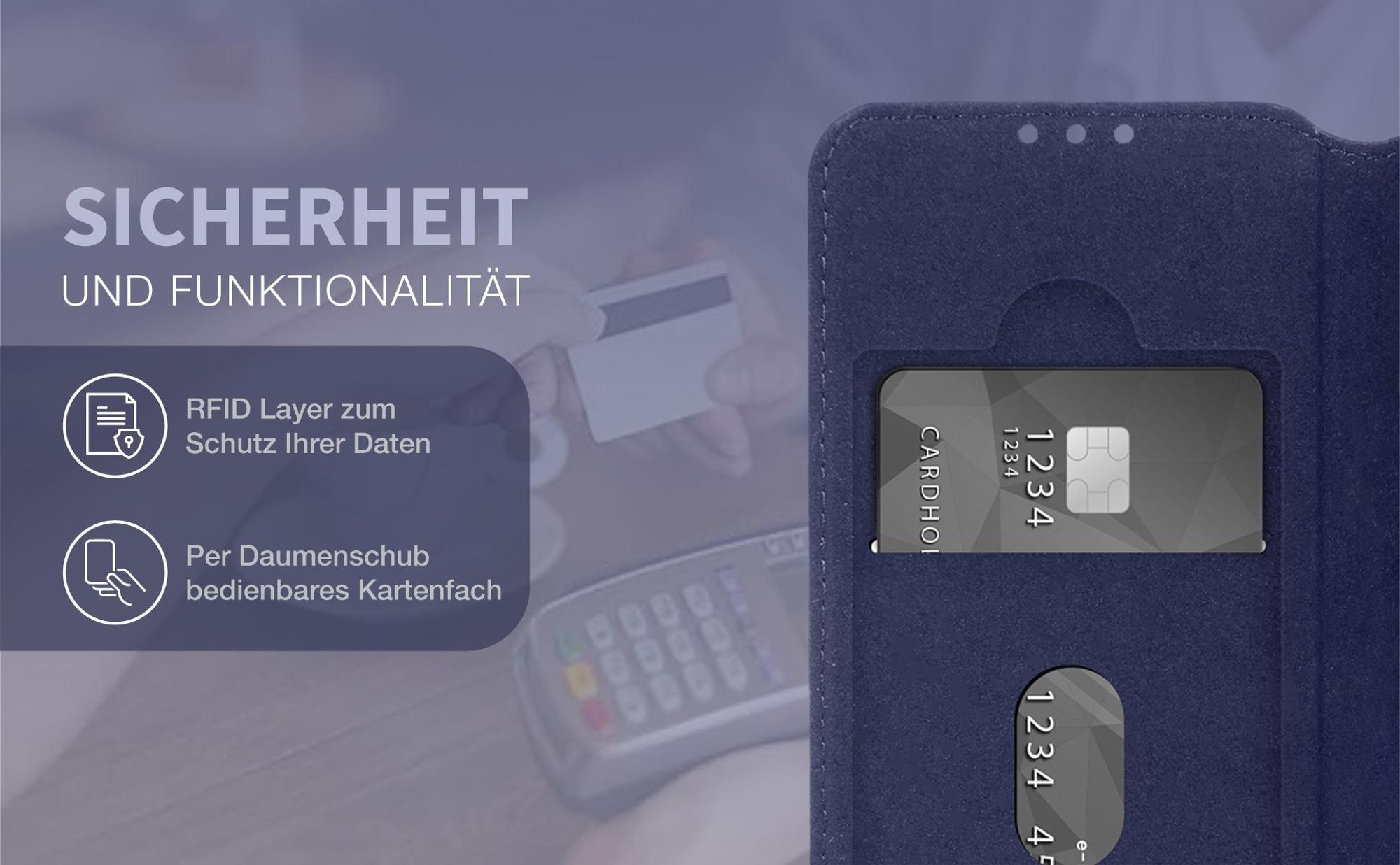 Ledercase für das Samsung Galaxy A55 5G mit RFID Schutz und Kartenfach