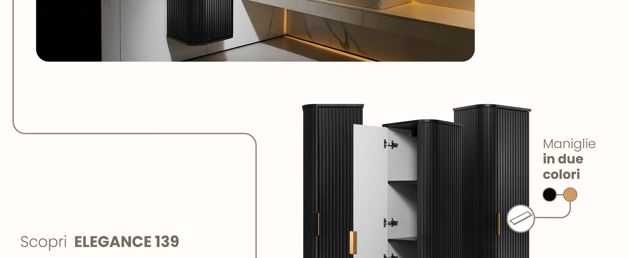 Mobile alto per il bagno - 139 CM - Nero opaco - MDF - Scaffale per il bagno