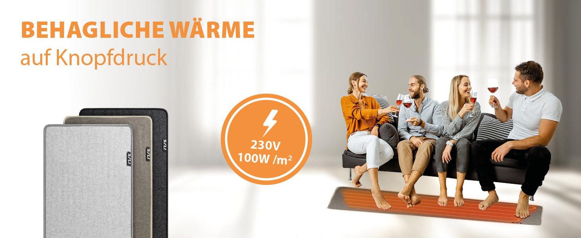 17/5 Heizteppich 35x110cm 100Watt Camel