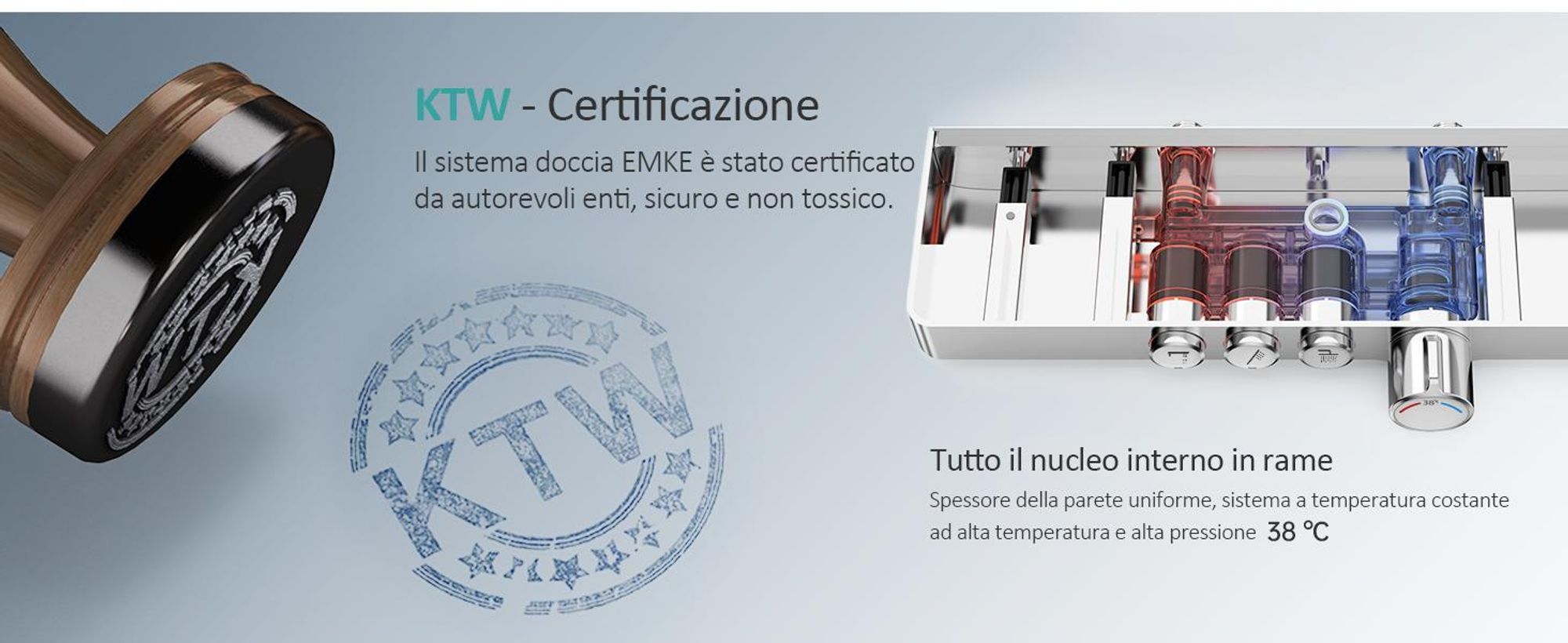 Sistema doccia EMKE con termostato 1146x450x480mm mensola in vetro doccetta con 3 modalità di getto doccia a pioggia, rubinetteria per bagno e doccia, KTW, cromo F10