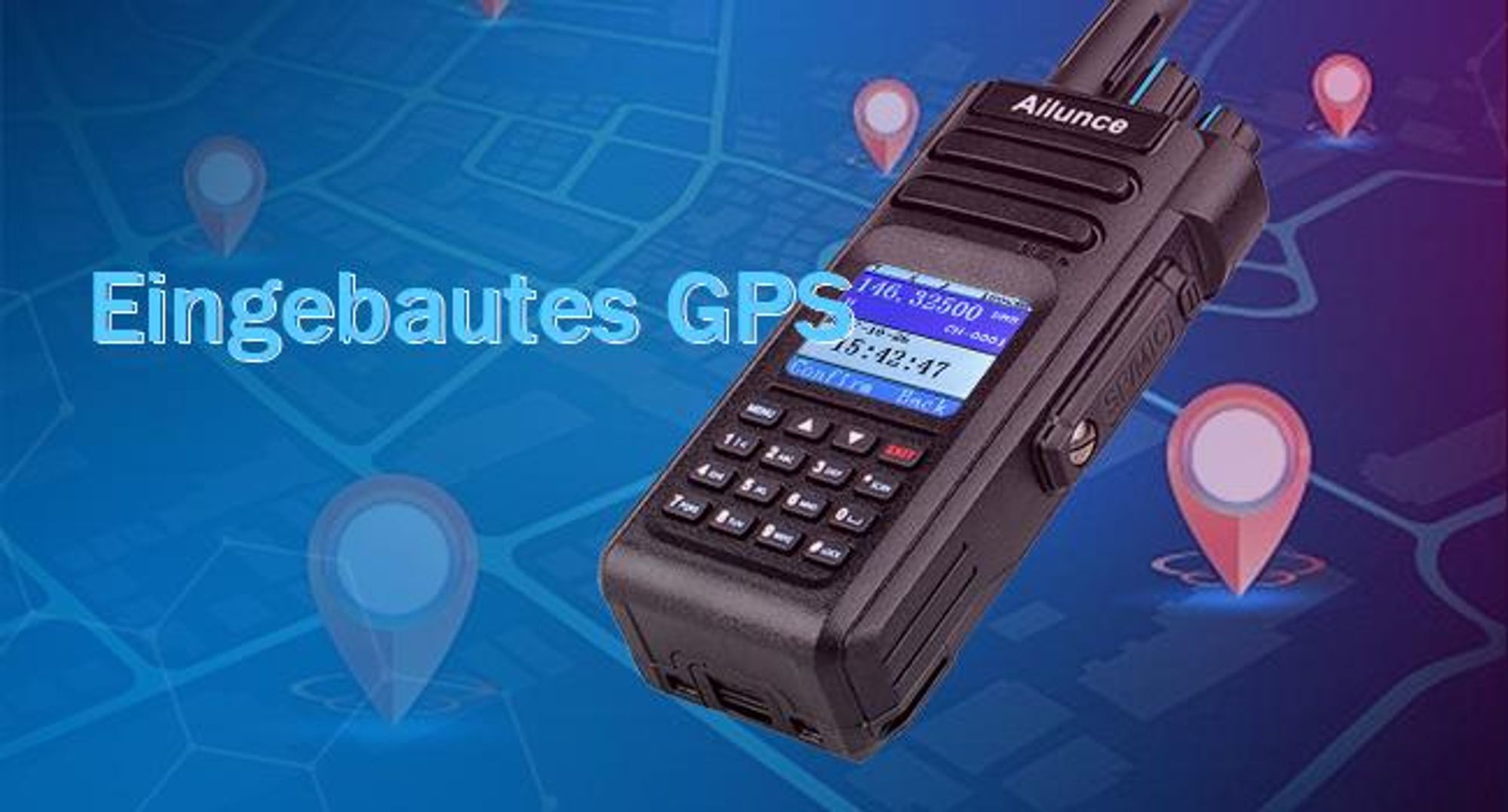 Retevis Ailunce HD1 Digitales Funkgerät, DMR Amateurfunk, GPS, Dual Band, 3200mAh, Type C, IP67 Wasserdicht, 16 Tasten DTMF