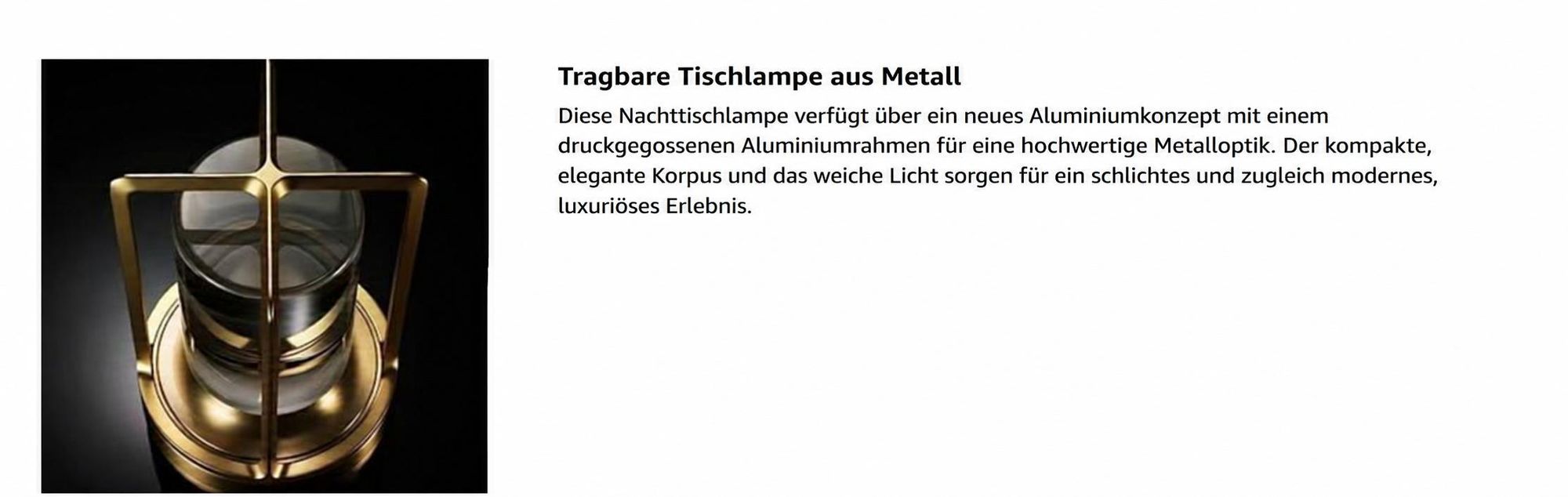 Tragbare Metall-Tischlampe für Innen/Außen, Wiederaufladbare Kabellose LED-Lampe, 3-Farben Stufenlos Dimmbar, Restaurant/Schlafzimmer/Bar/Campinglicht