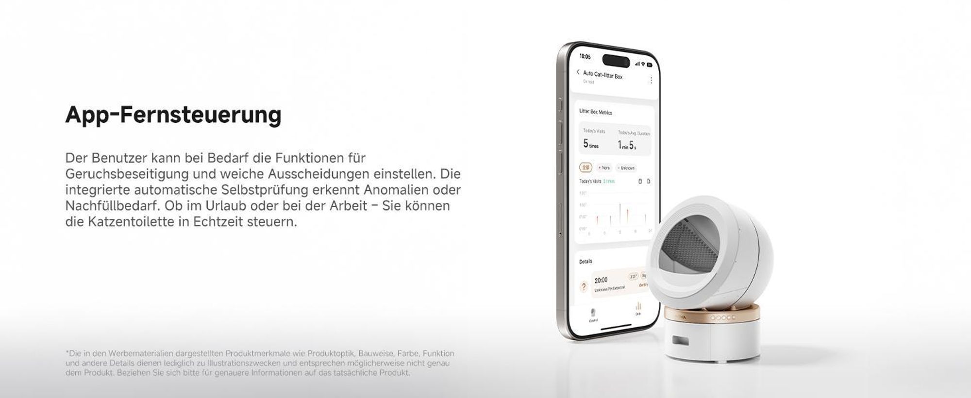 MOVA LR10 Prime Katzenklo Weiß – 110L, 15 Tage Selbstreinigung, Doppel-Geruchssystem, 12 Sicherheitsfunktionen – inkl. GRATIS Tierhaarbürste