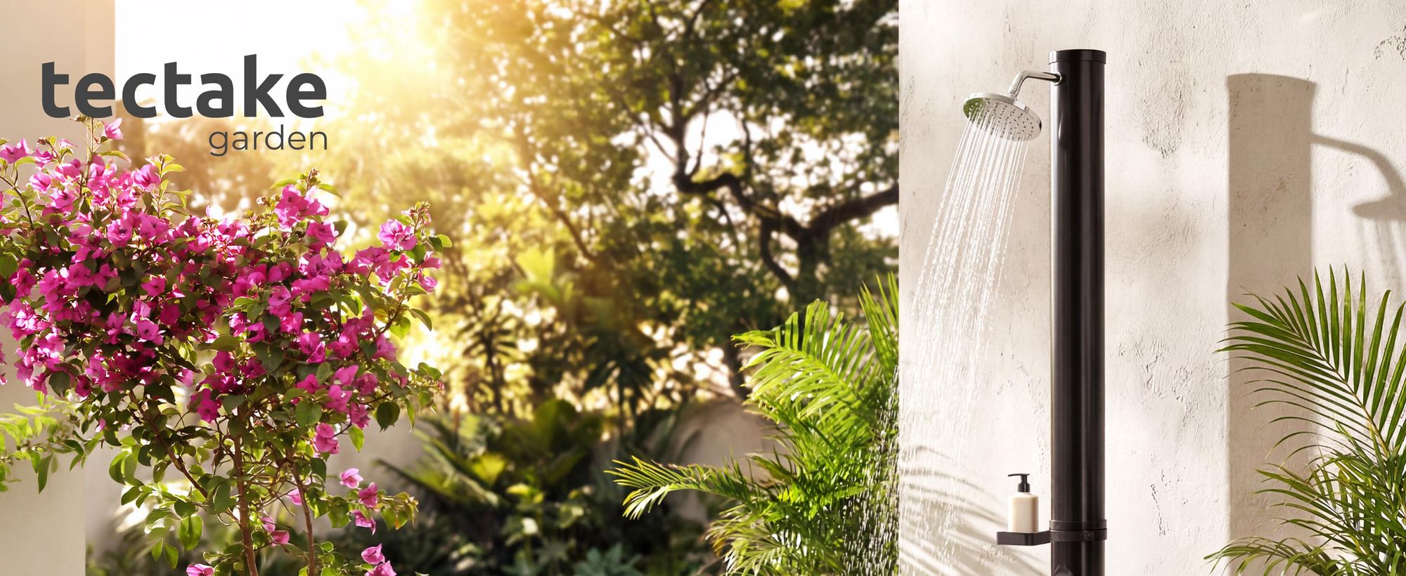 tectake® Solardusche Tinto 20 Liter, mit Seifenablage extra Wasserhahn, inklusive Schutzhülle