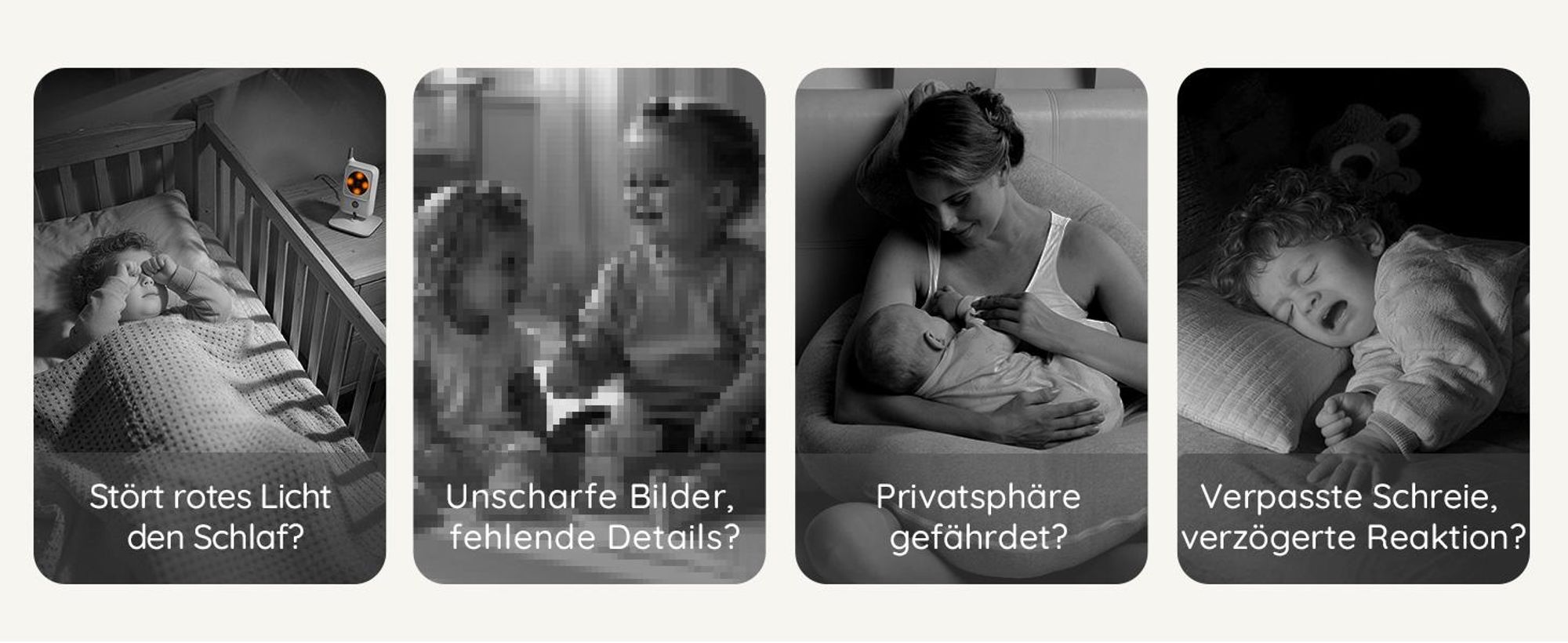 BOIFUN Babyphone mit 2 Kameras Ohne WLAN 4 Zoll 720P Monitor Nachtsicht Schallerkennung Einfach zu bedienen 2 Wege Audio 3X Zoom mit Halterung