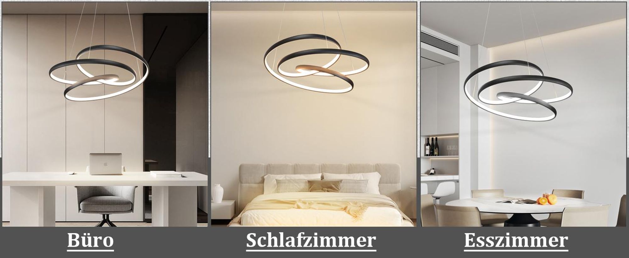 ZMH LED luce a sospensione sala da pranzo nero dimmerabile con telecomando lampada a sospensione 55W lampada a sospensione tavolo da pranzo moderna lampada a sospensione per soggiorno camera da letto