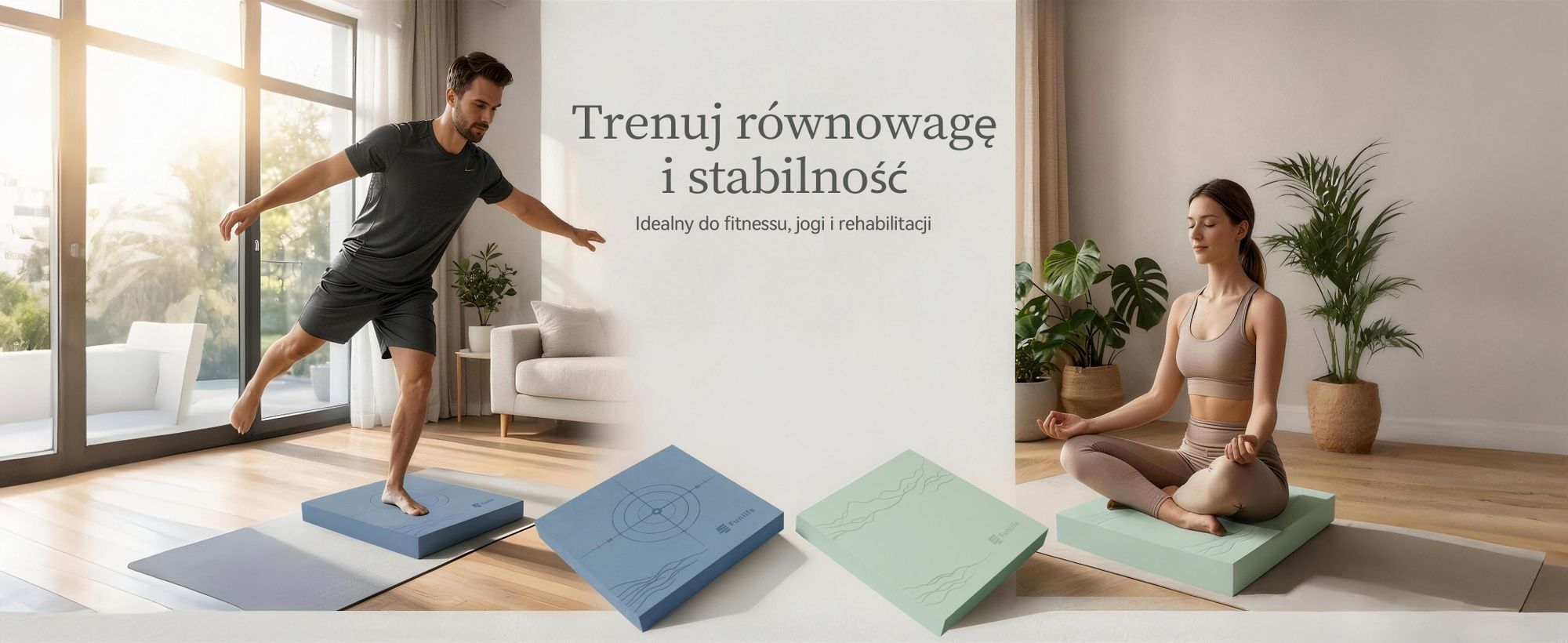 FunLife Balance Pad 40x40x5 cm – poduszka do ćwiczeń równowagi, idealna do treningu mięśni głębokich, koordynacji, równowagi i jogi, wytrzymałość do 150 kg
