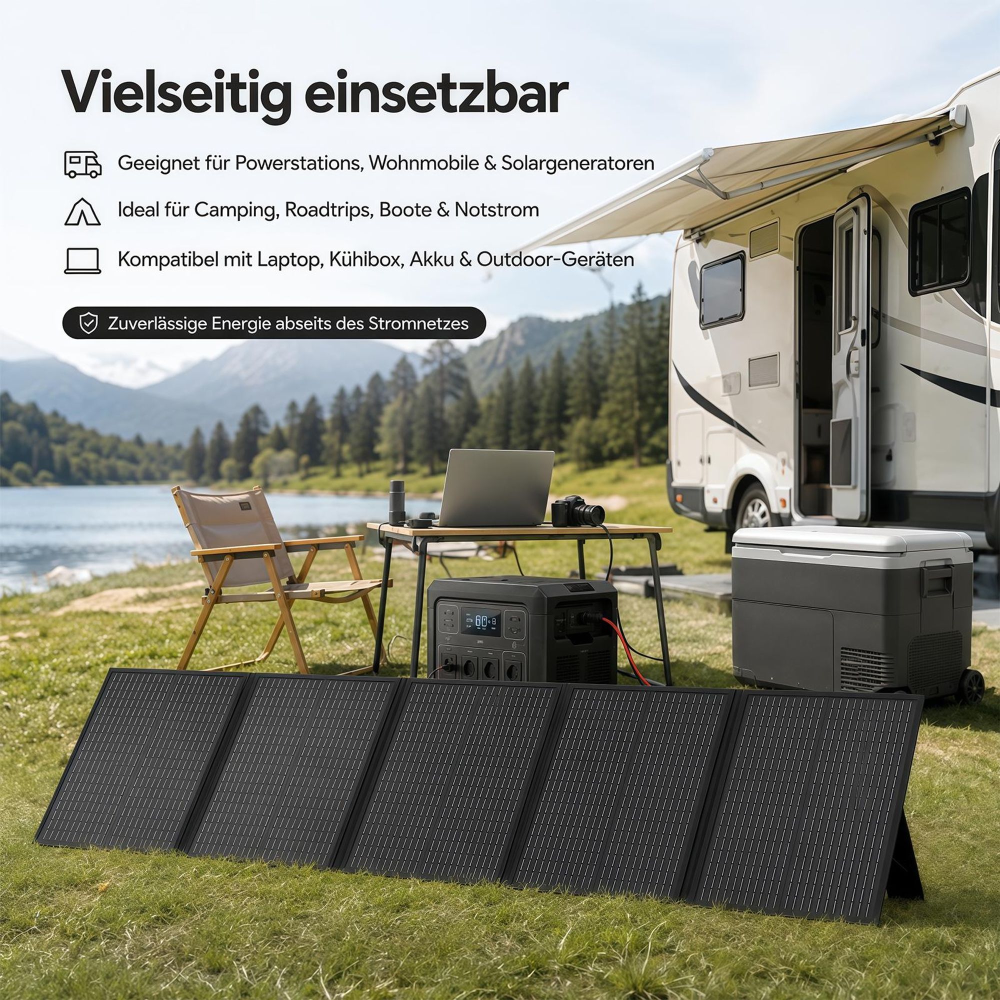 300W Solarpanel Faltbar Tragbar Solarmodul Wohnmobil für Tragbare Powerstations Camping Batterie DE