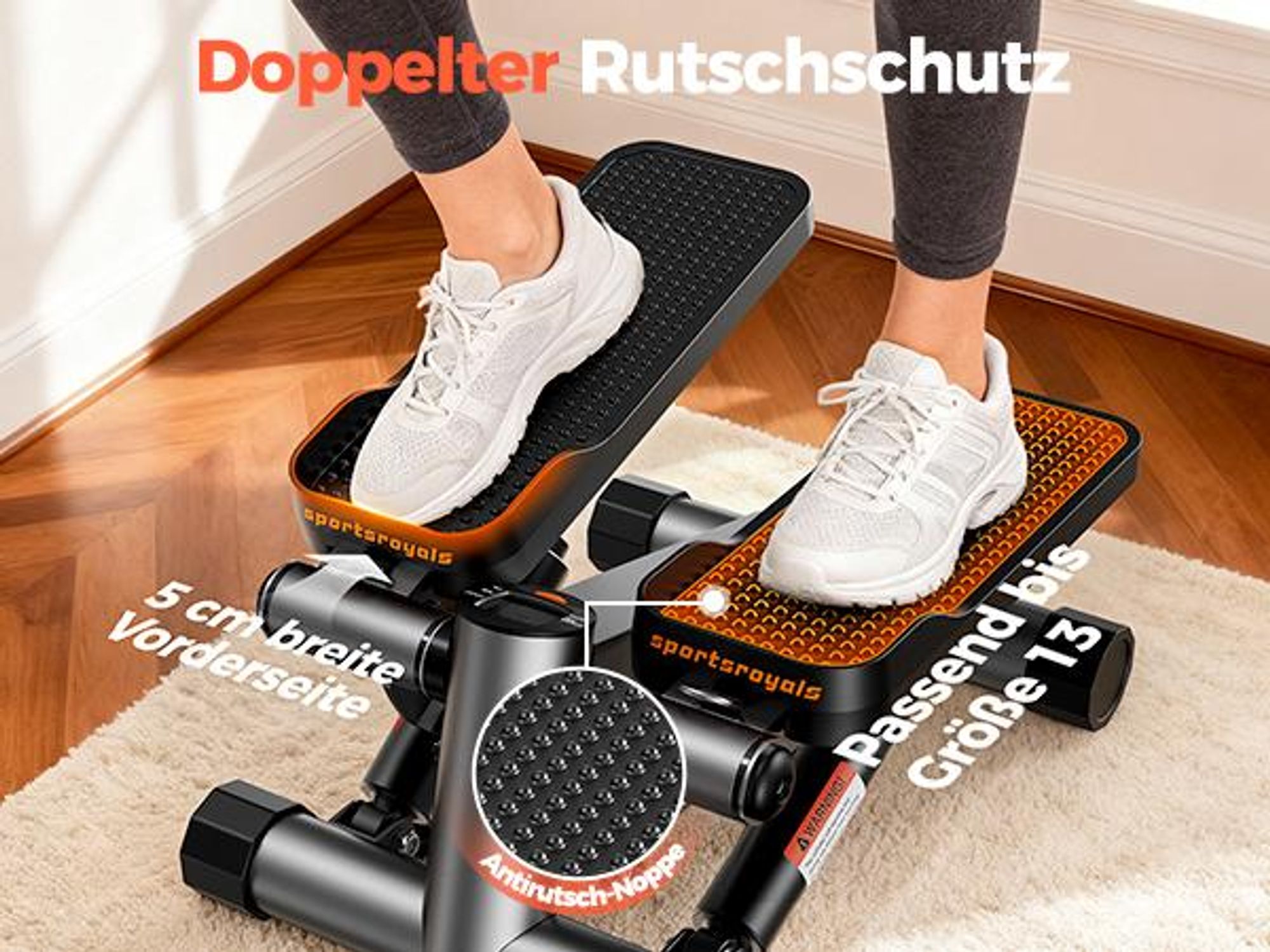 Sportsroyals Exercise Stair Stepper | Up-Down Swing Stepper mit Power Ropes | Bein/Arm/Gesäß Training | Home Office & Heimfitness