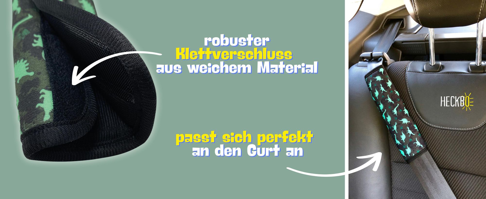 1x HECKBO Auto Gurtschutz Sicherheitsgurt Schulterpolster Schulterkissen Autositze Gurtpolster für Kinder Jungen/Jungs mit Dino Dinosaurier